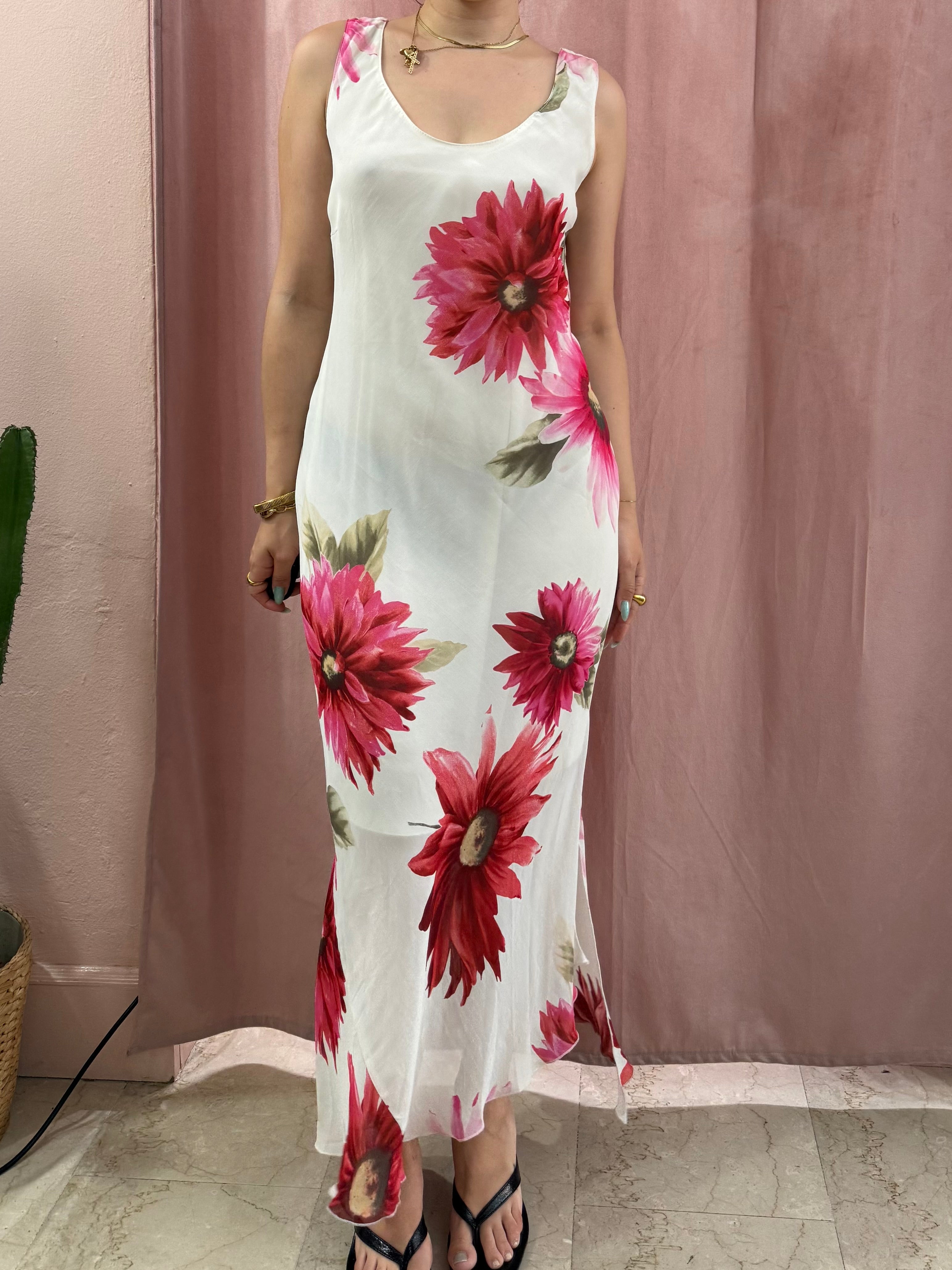 Maxi vestito bianco in fantasia fiori