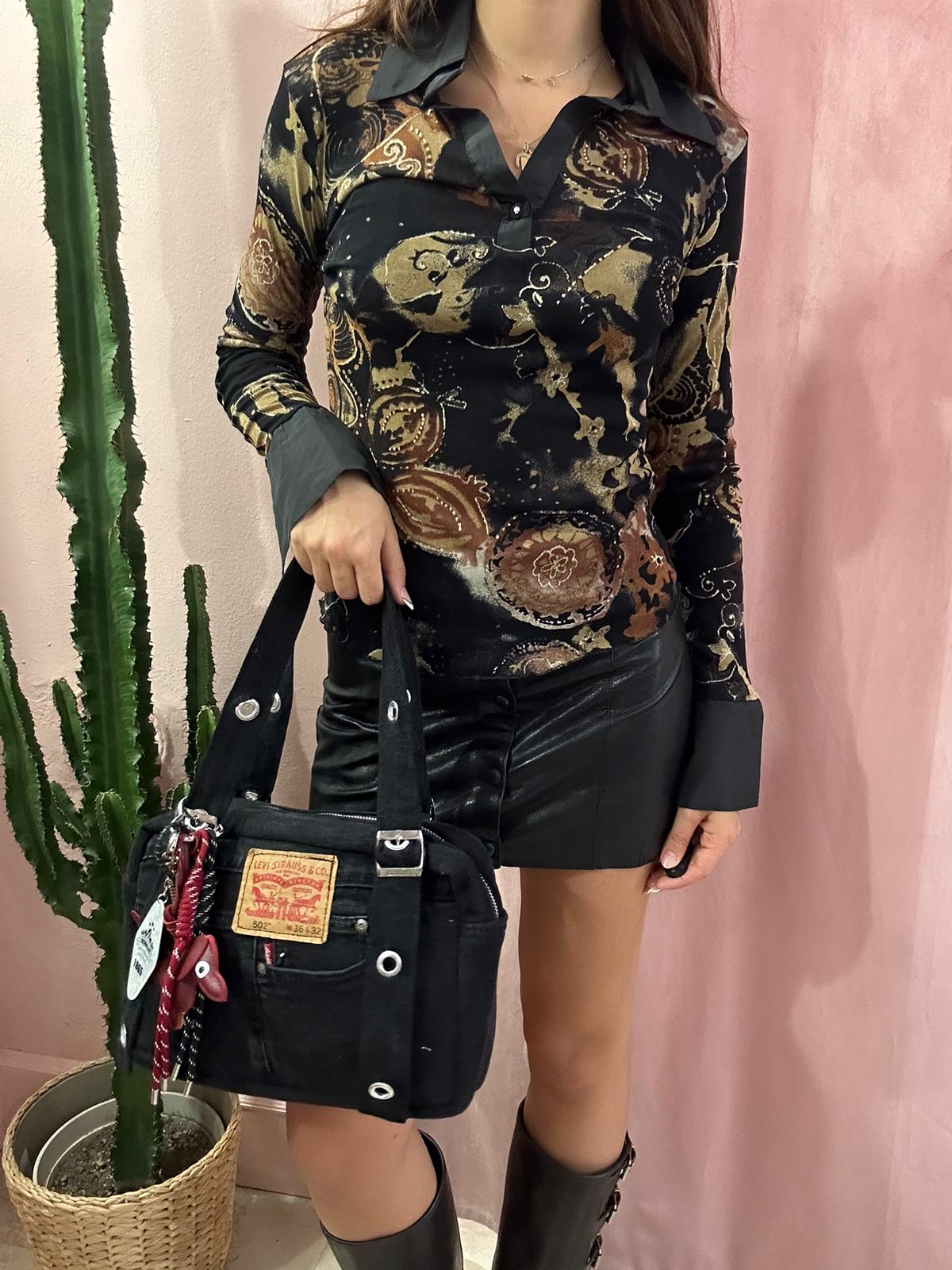 Minigonna nera in vera pelle