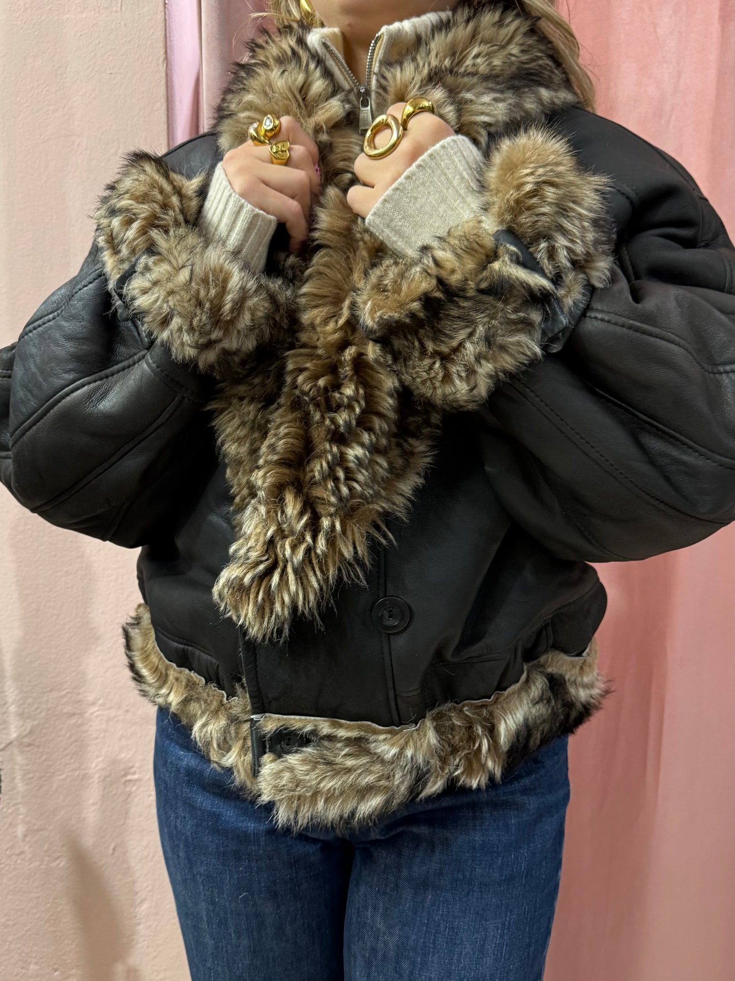 Montone crop pelo bicolor