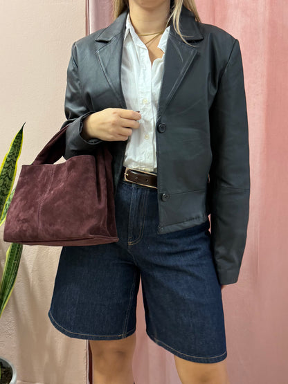 Borsa in vera pelle scamosciata burgundy