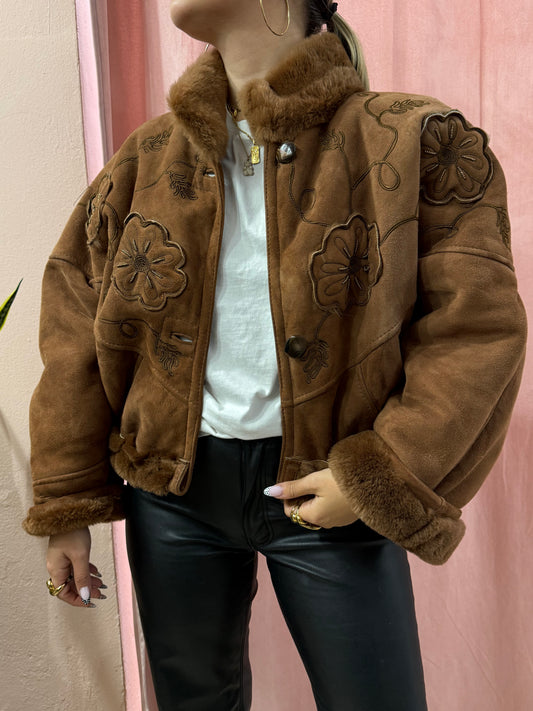 Montone vintage Shearling con ricami