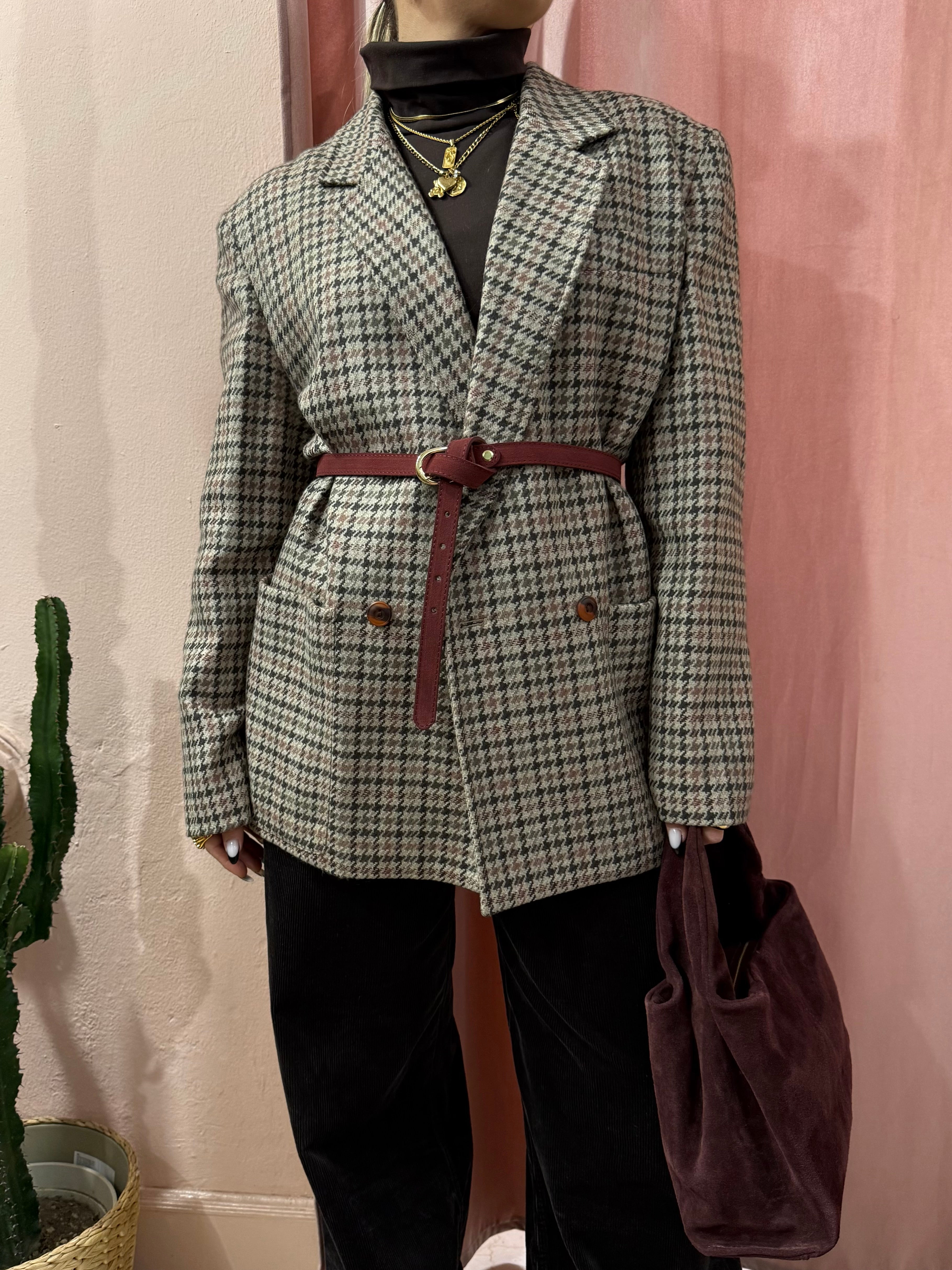 Cintura scamosciata in vera pelle bordeaux