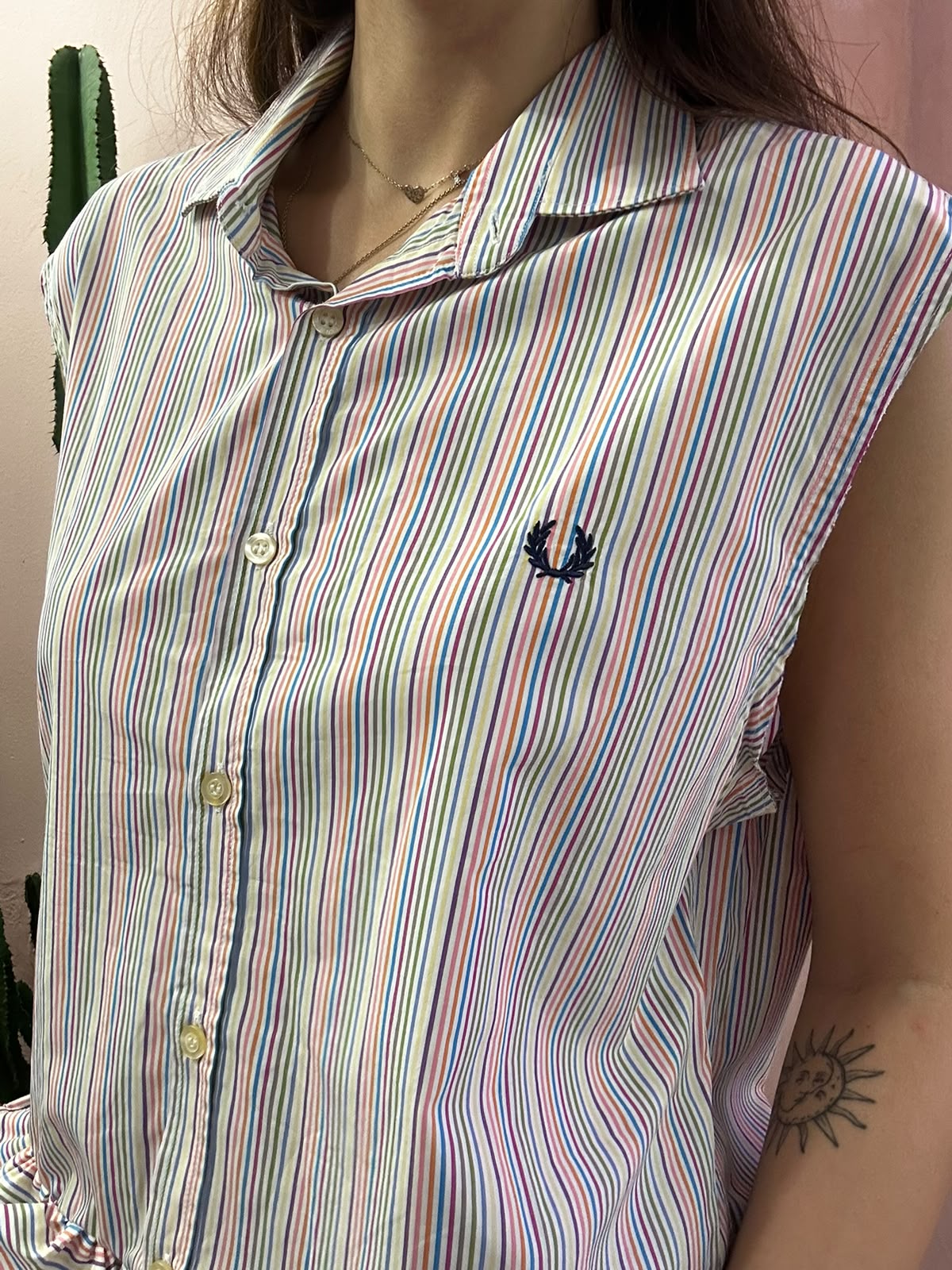 Camicia fred perry upcycling volant multicolor righe