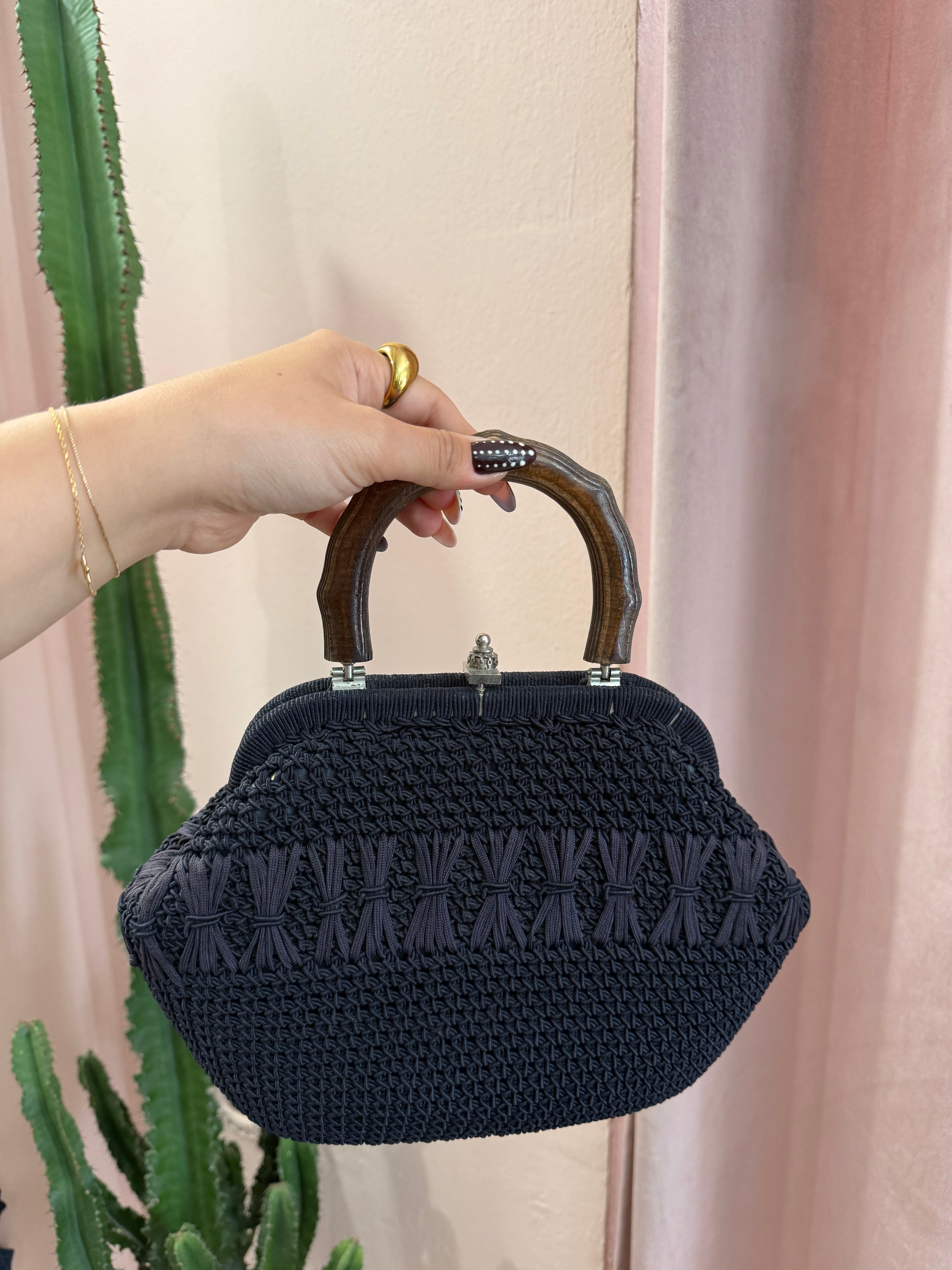 Borsa vintage anni 60 blu notte