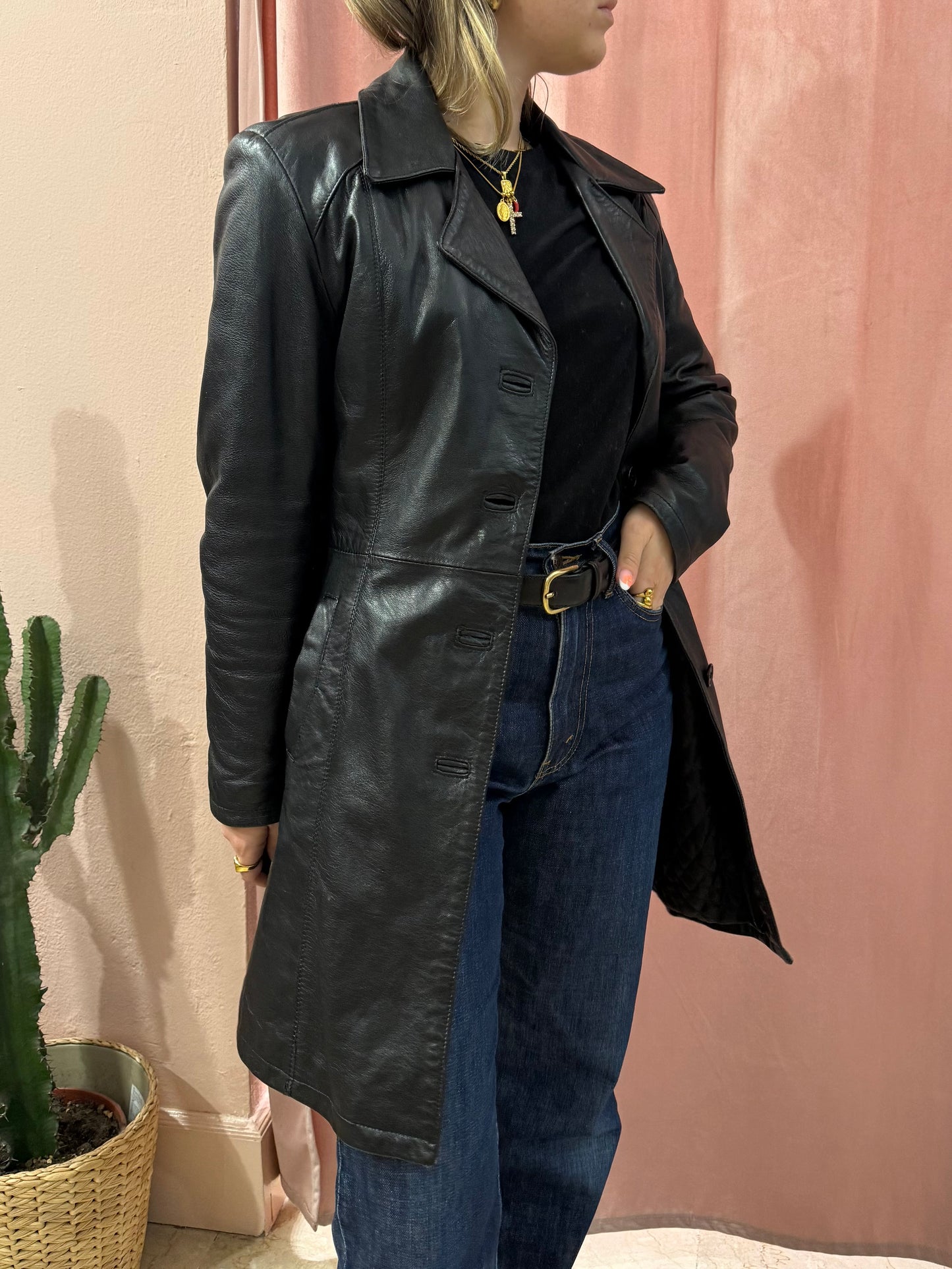 Giacca lunga in vera pelle