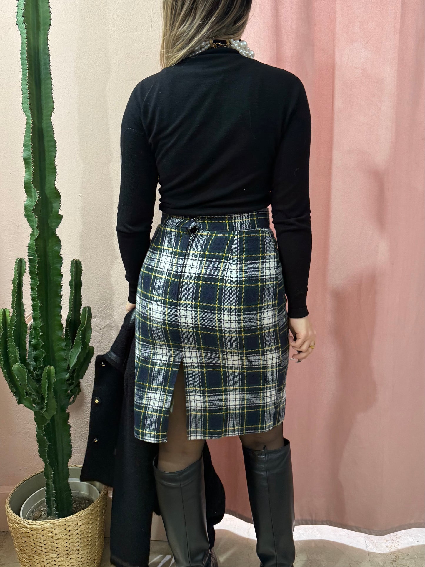 Gonna tartan tubino in lana