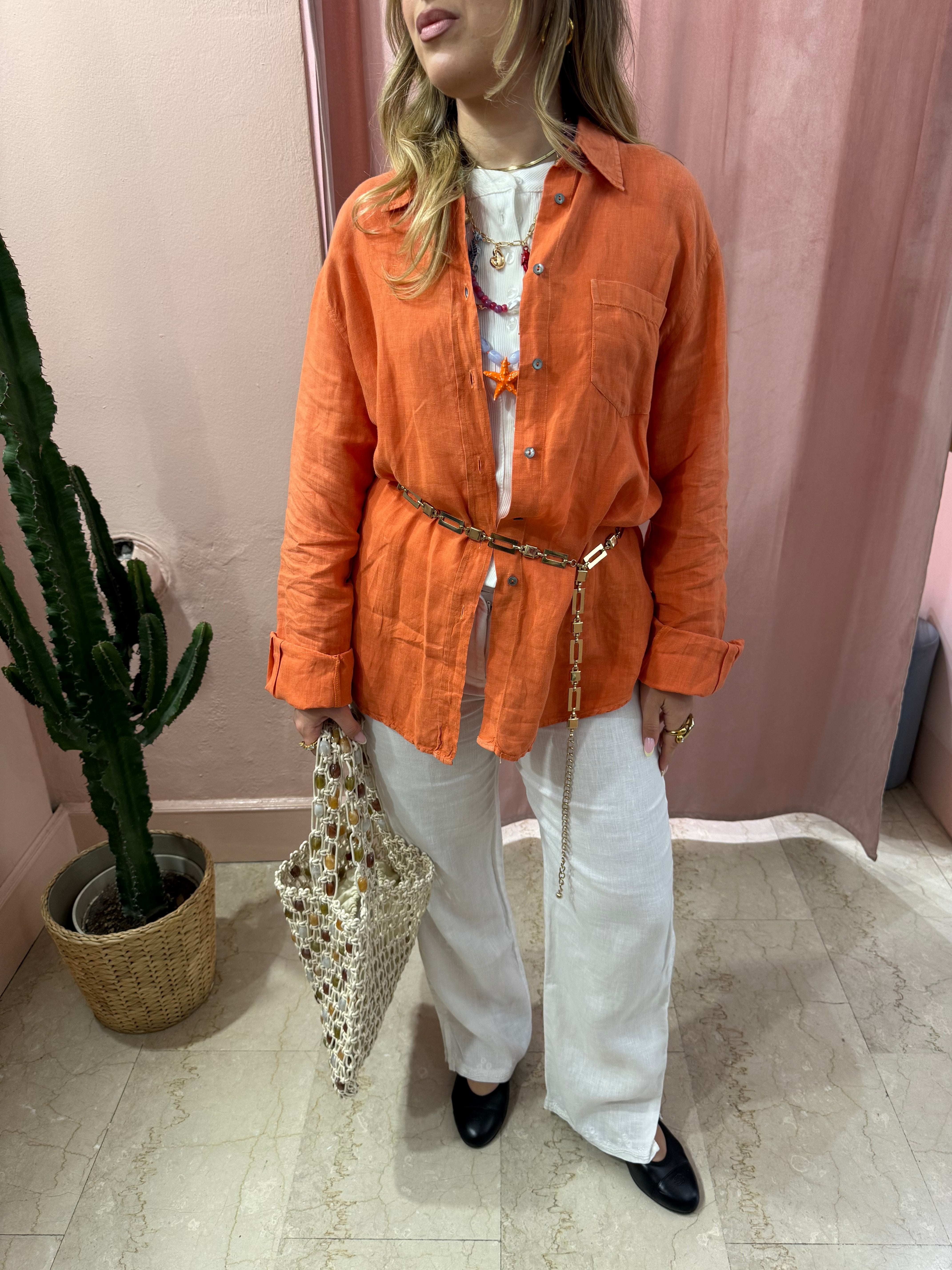 Camicia Max Mara weekend arancio in lino
