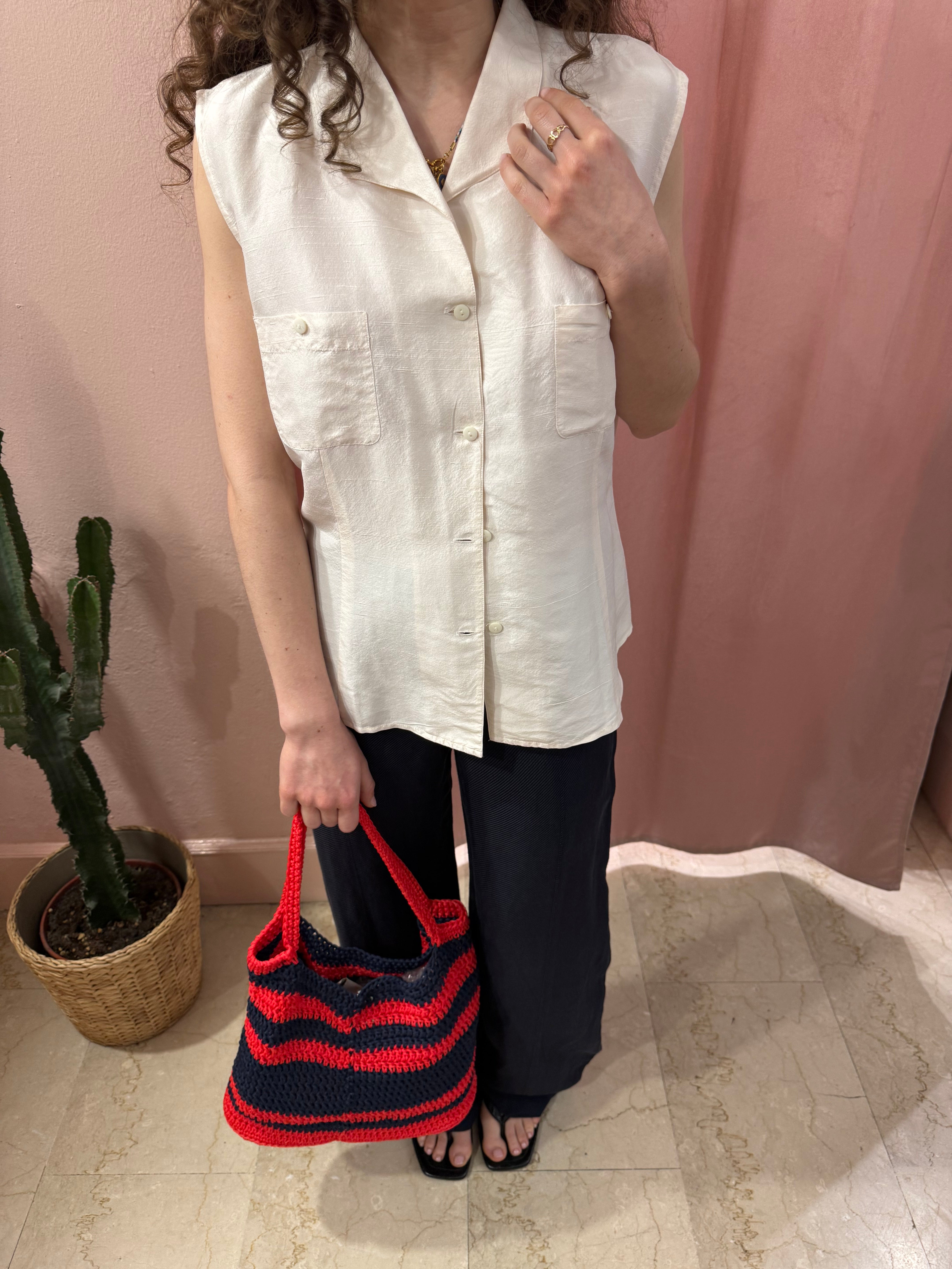 Borsa crochet rossa e blu