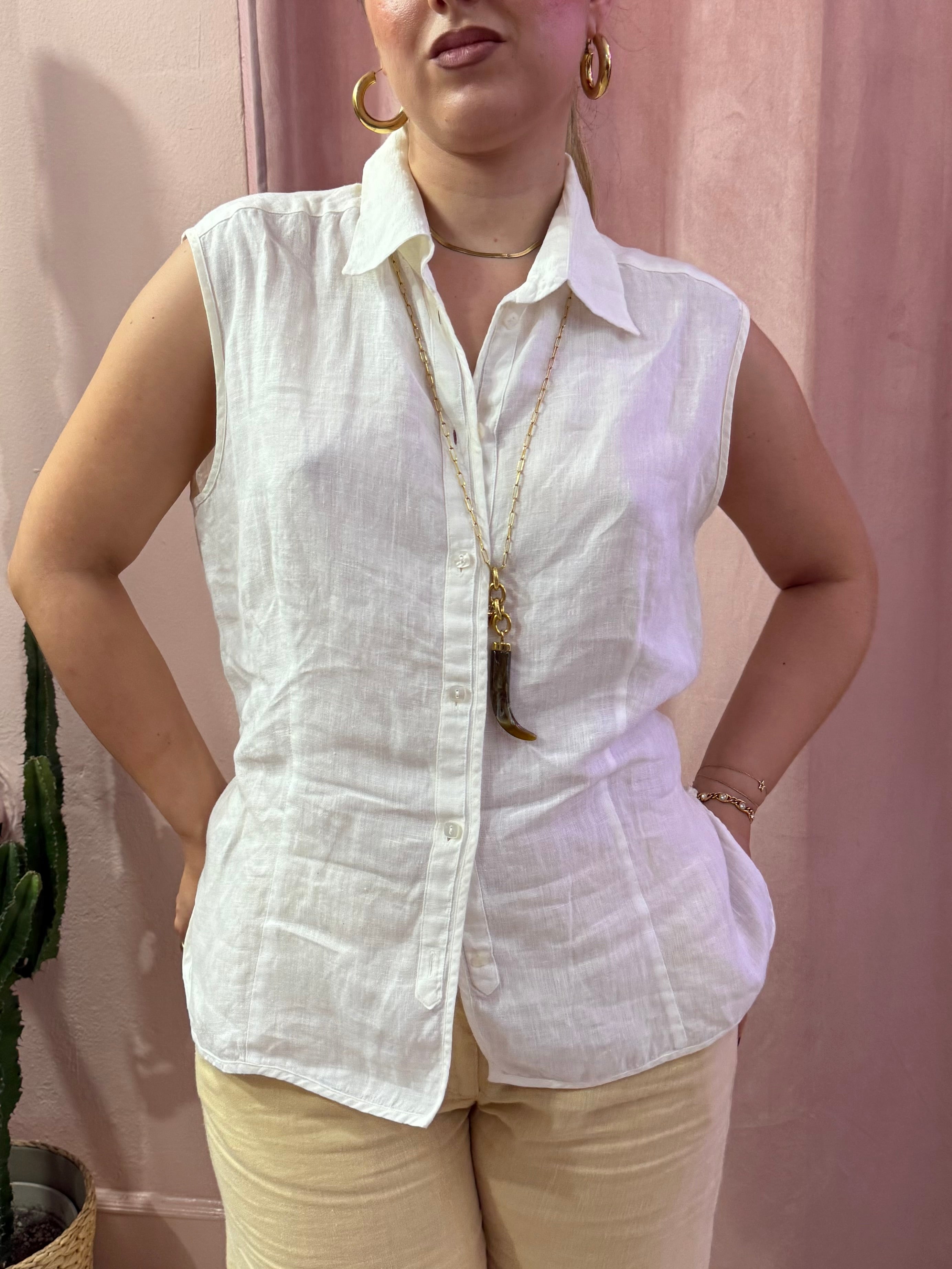 Blusa smanicata Max Mara in puro lino