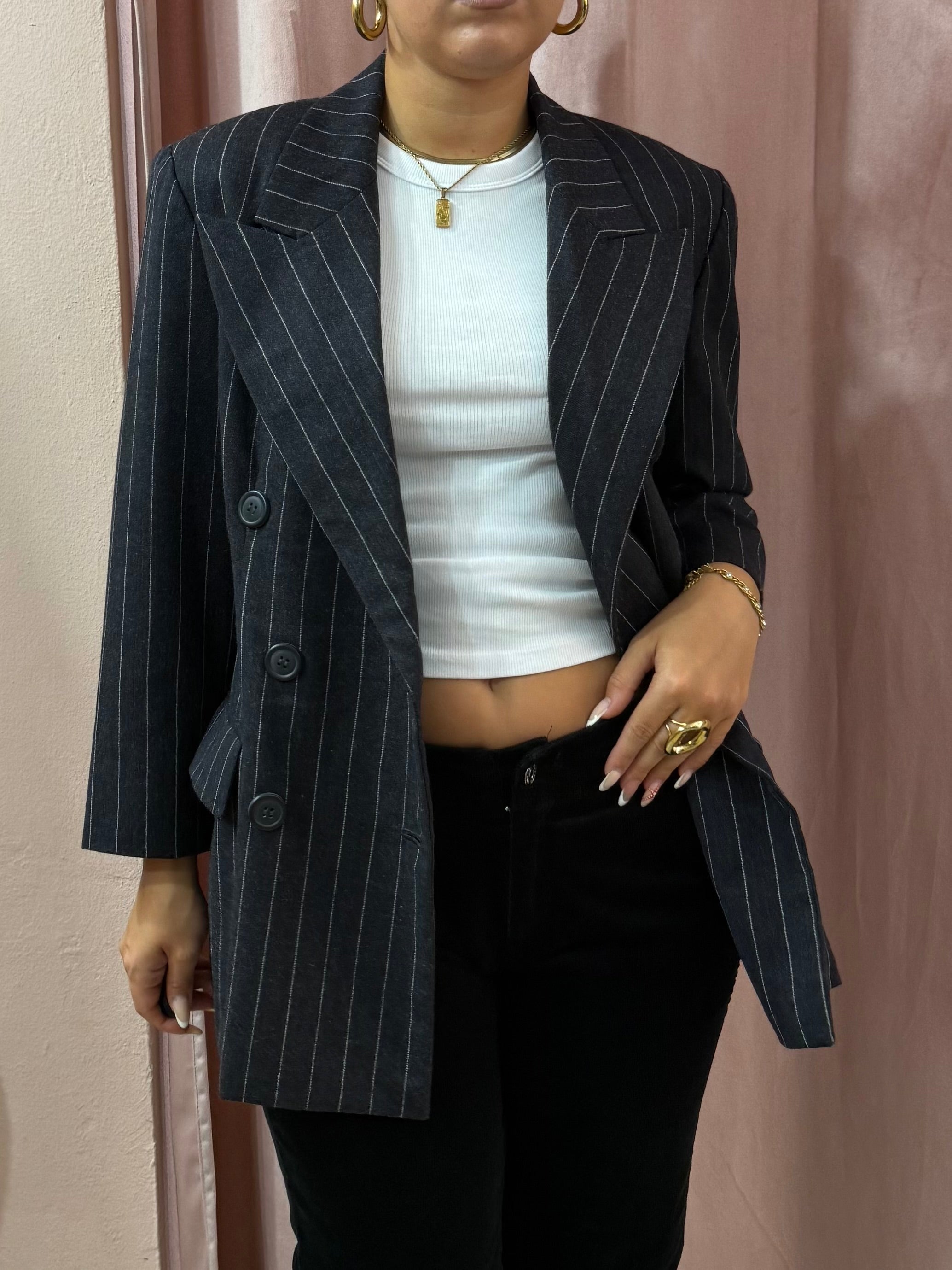 Blazer Pierre Balmain gessato antracite