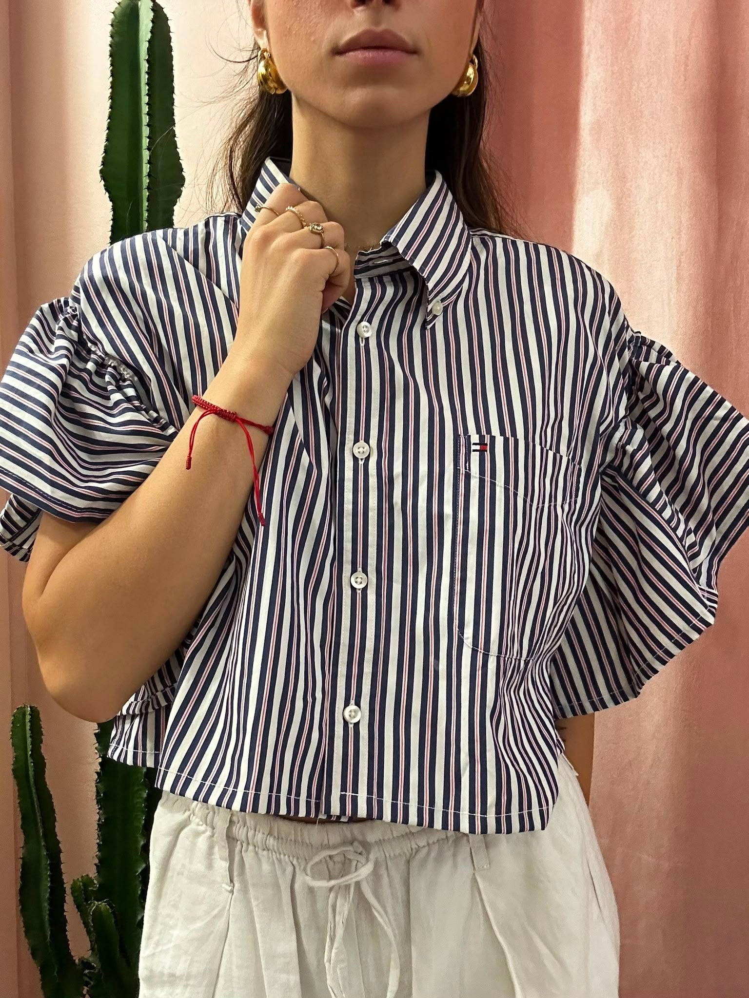 Camicia Tommy Hilfiger upcycling volant a righe