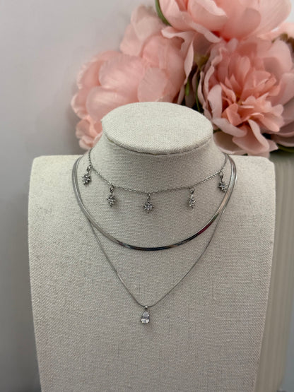 Collana doppia con punto luce gold/silver