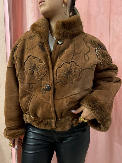 Montone vintage Shearling con ricami
