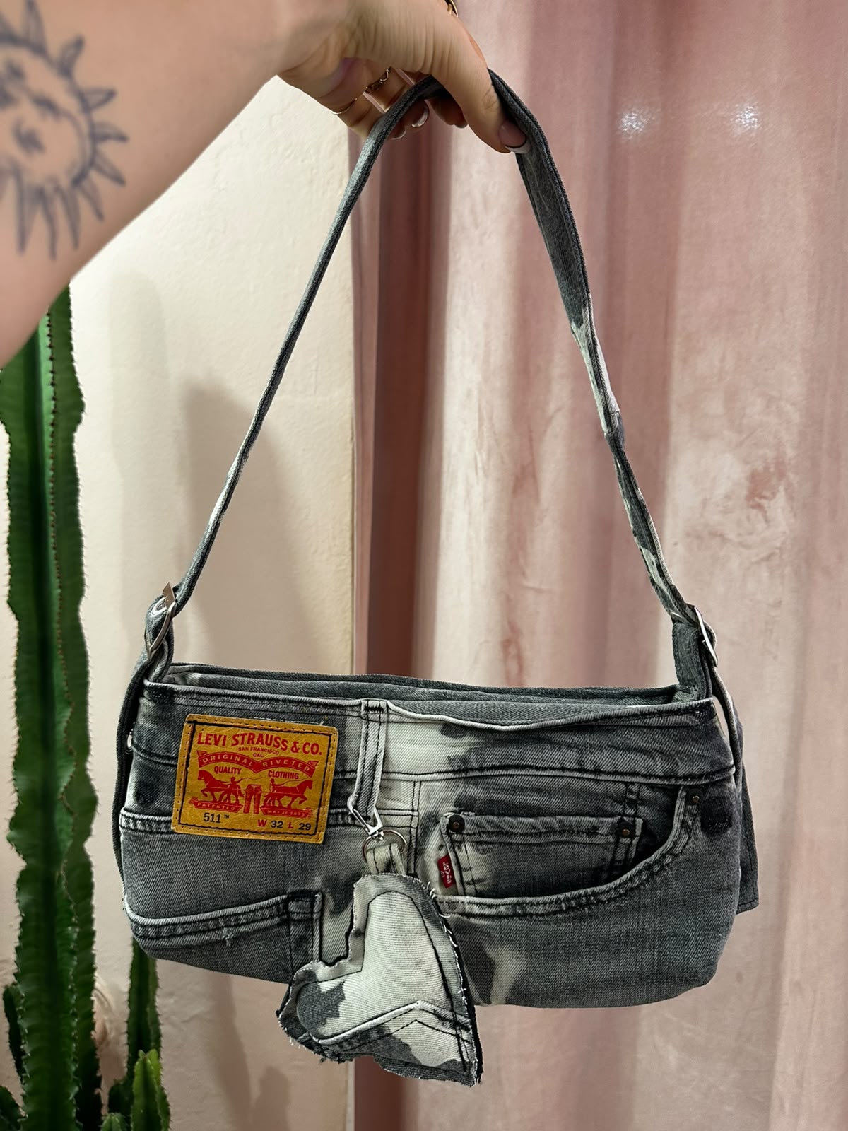 Borsa Levis baguette upcycling tie dye antracite