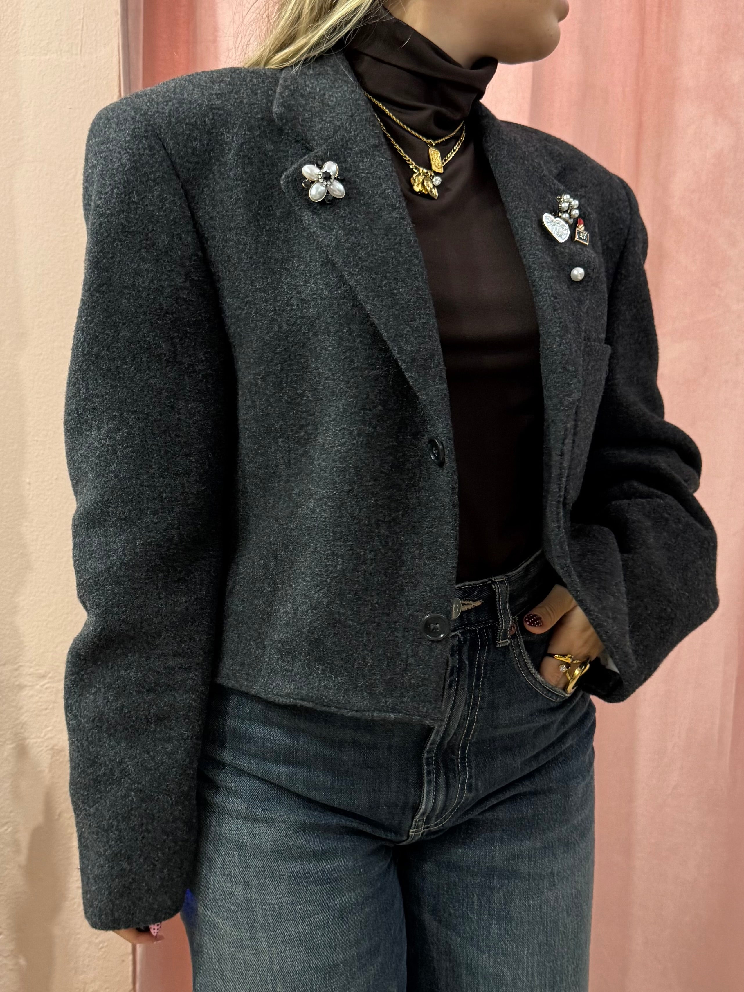 Blazer vintage crop antracite