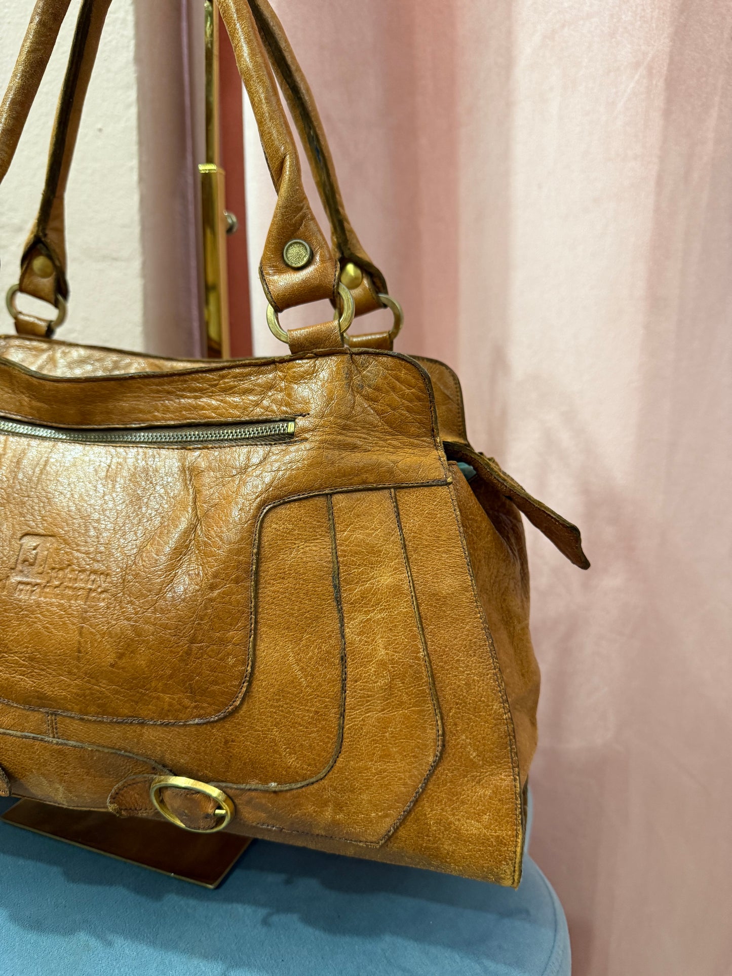Borsa in pelle color cuoio y2k