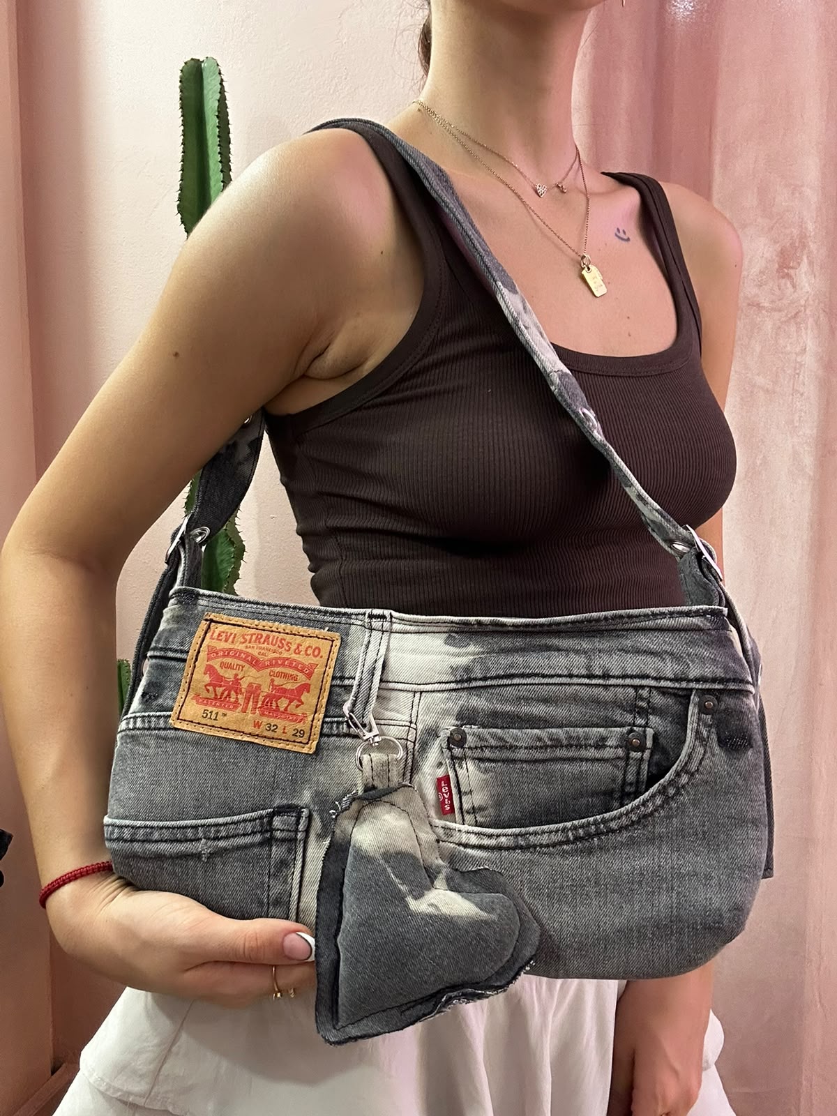 Borsa Levis baguette upcycling tie dye antracite