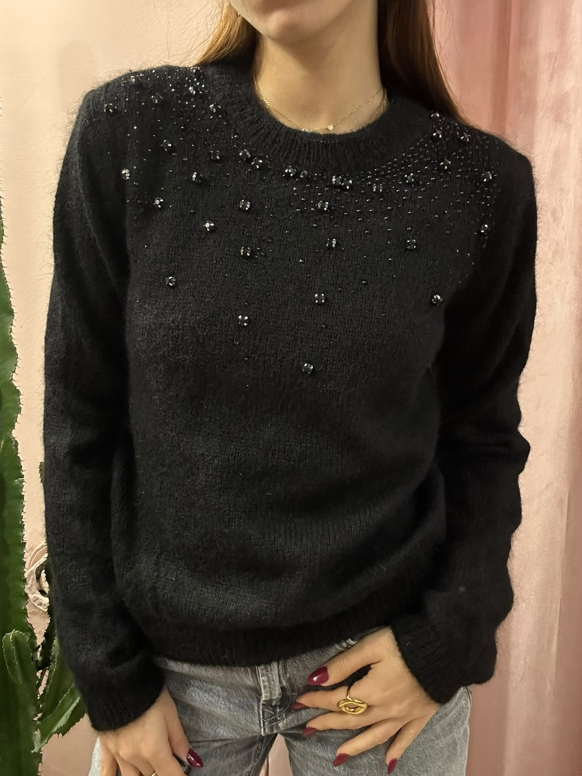 Maglione Blumarine nero con applicazioni