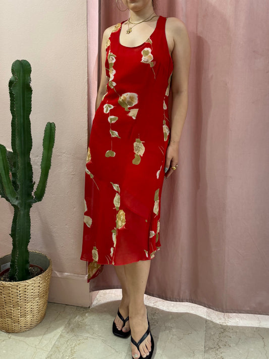 Vestito rosso 2000 fantasia rose