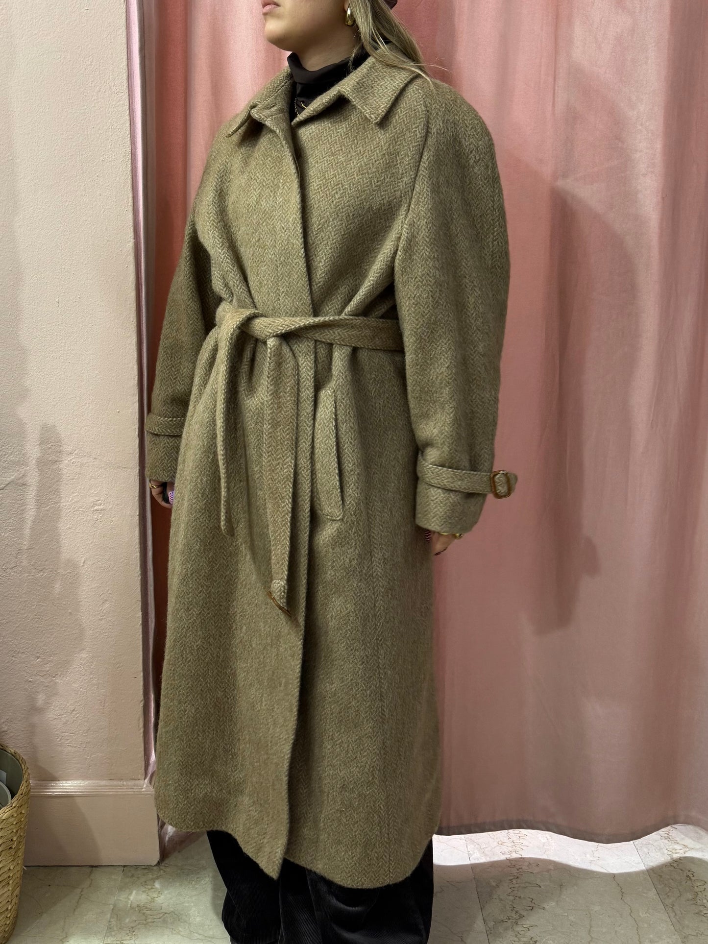 Cappotto vintage spigato in lana