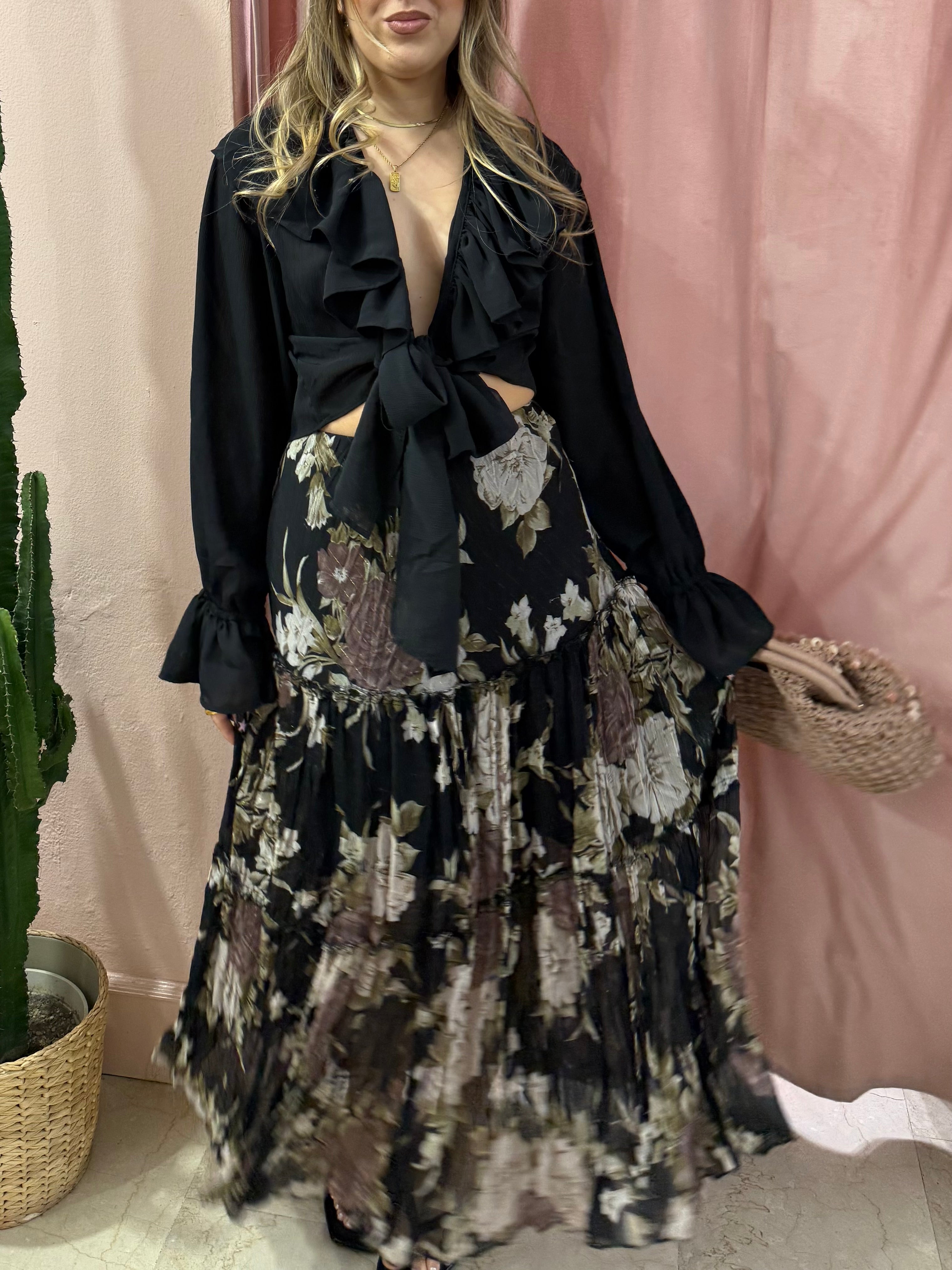 Maxi gonna svasata fantasia fiori