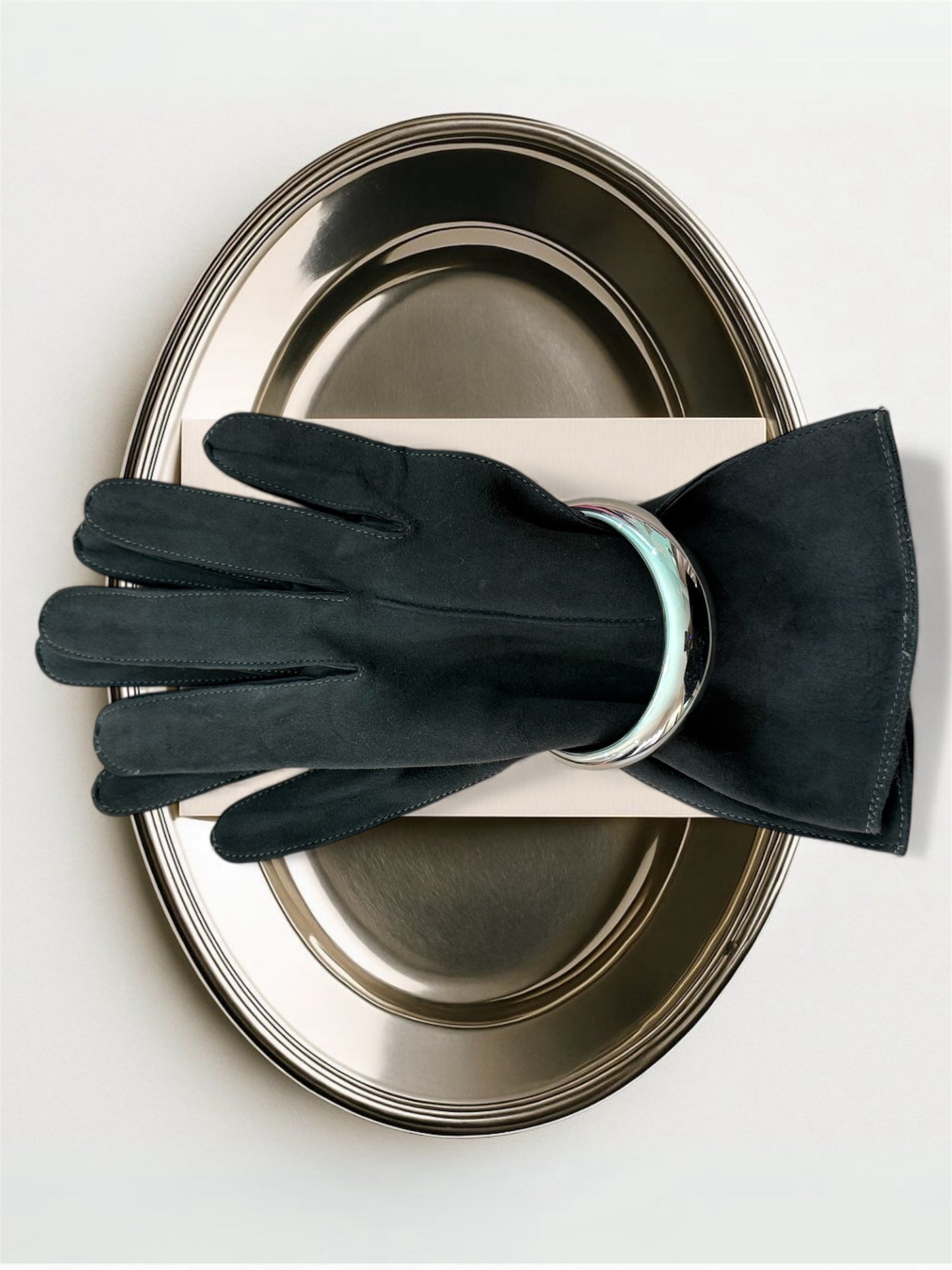 Guanti grigi in vera pelle