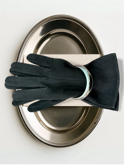 Guanti grigi in vera pelle