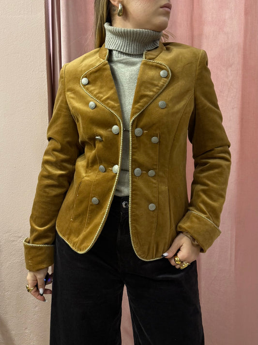 Blazer 00s in velluto liscio ocra