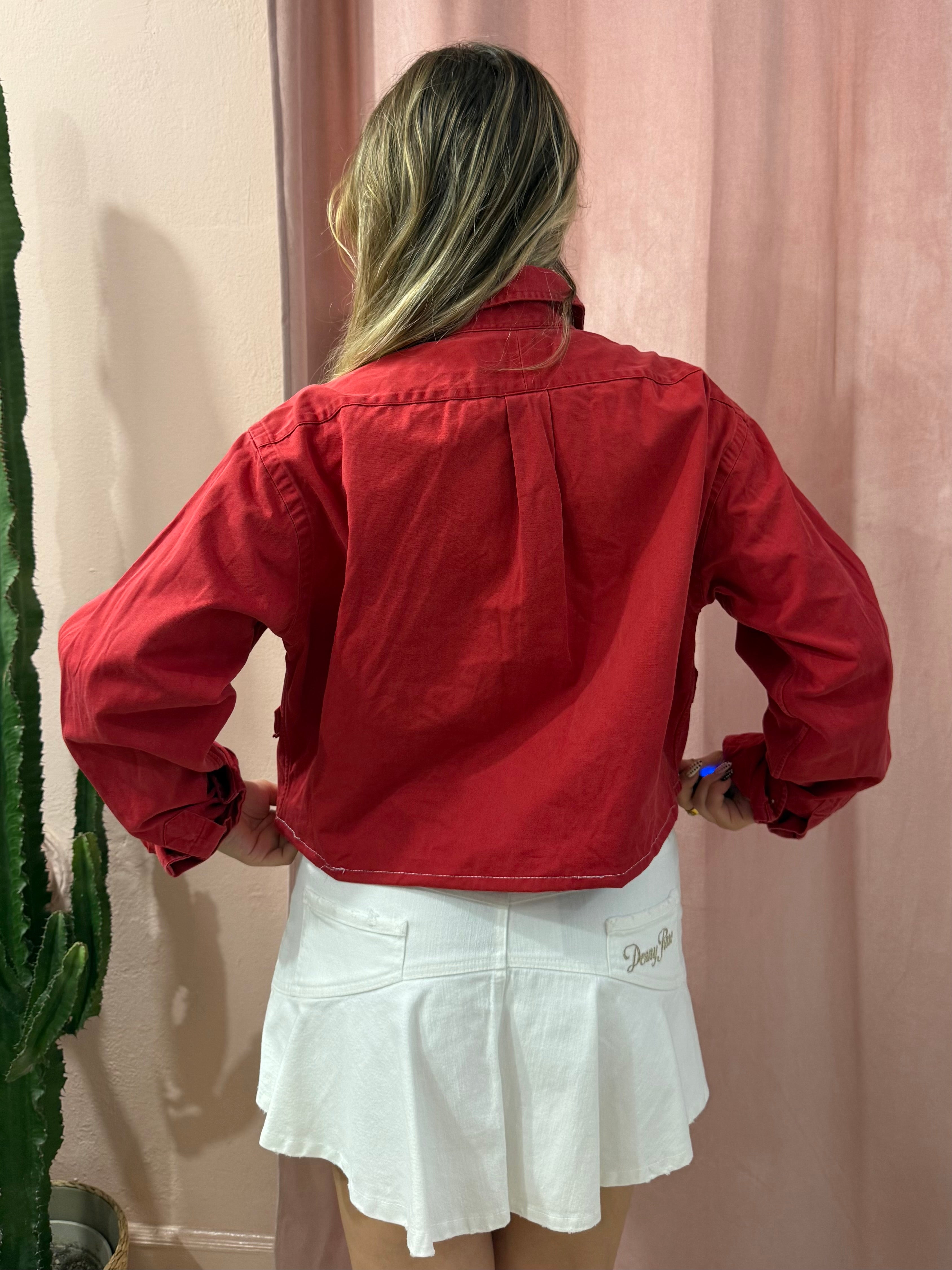 Camicia Ralph Lauren upcycling fiocco rossa