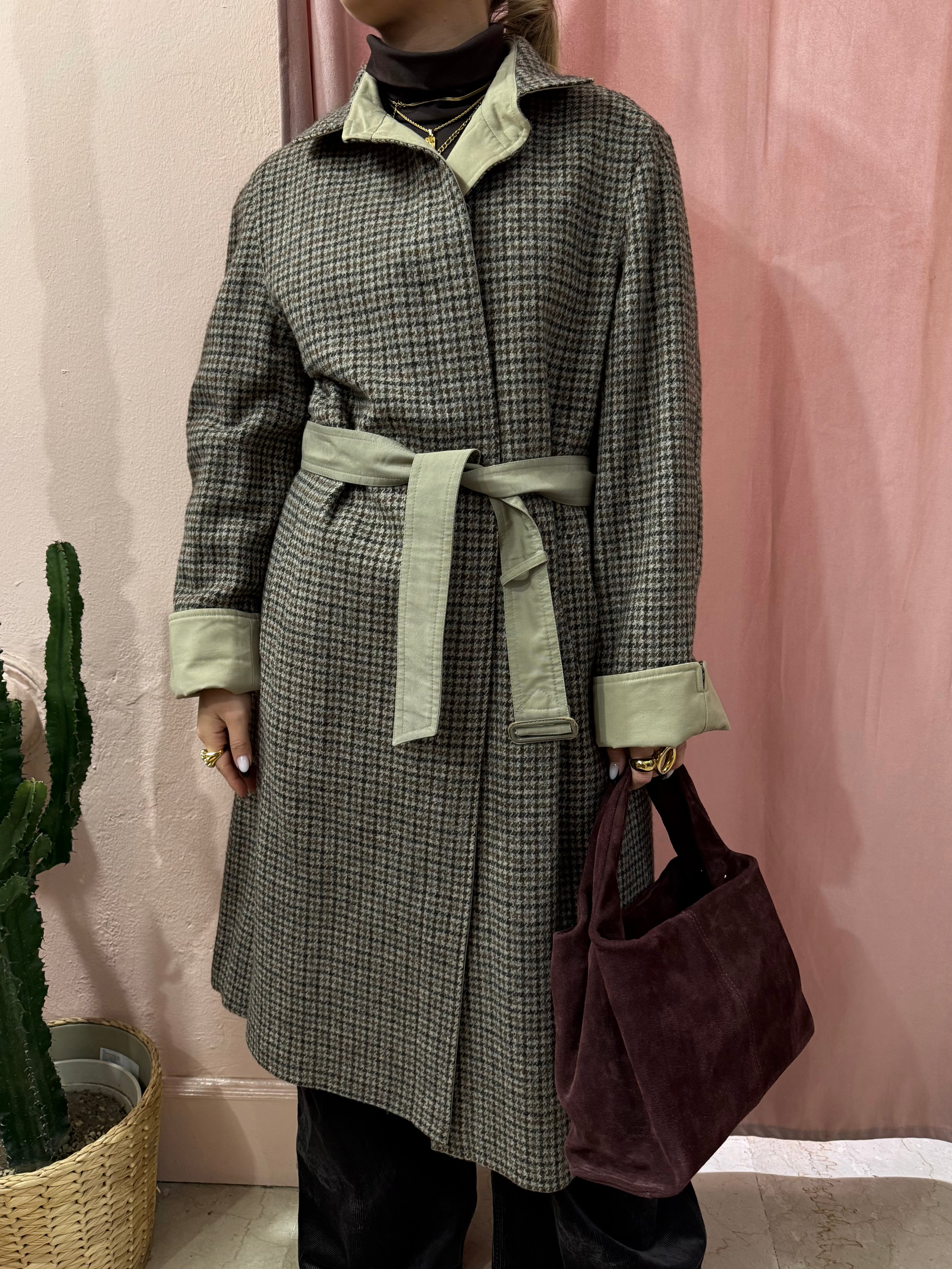 Trench in lana e cotone double face