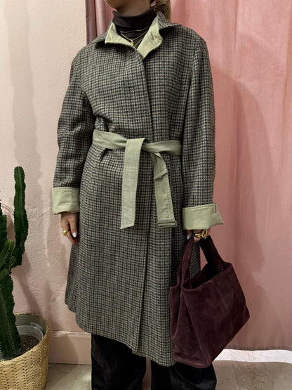 Trench in lana e cotone double face