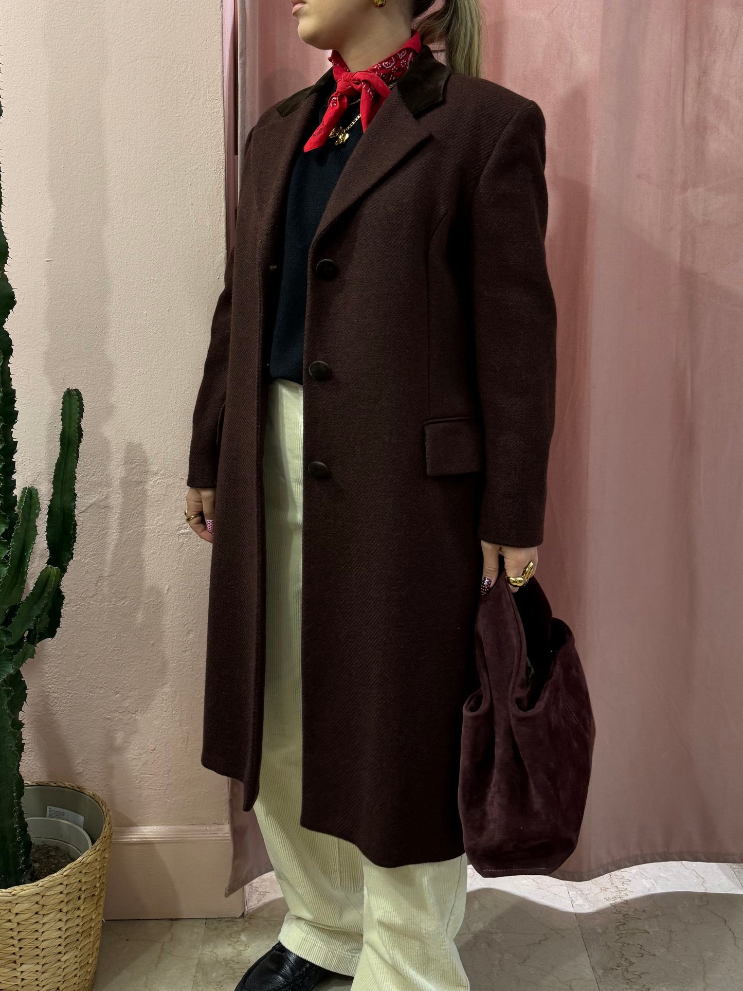 Cappotto burgundy in pura lana