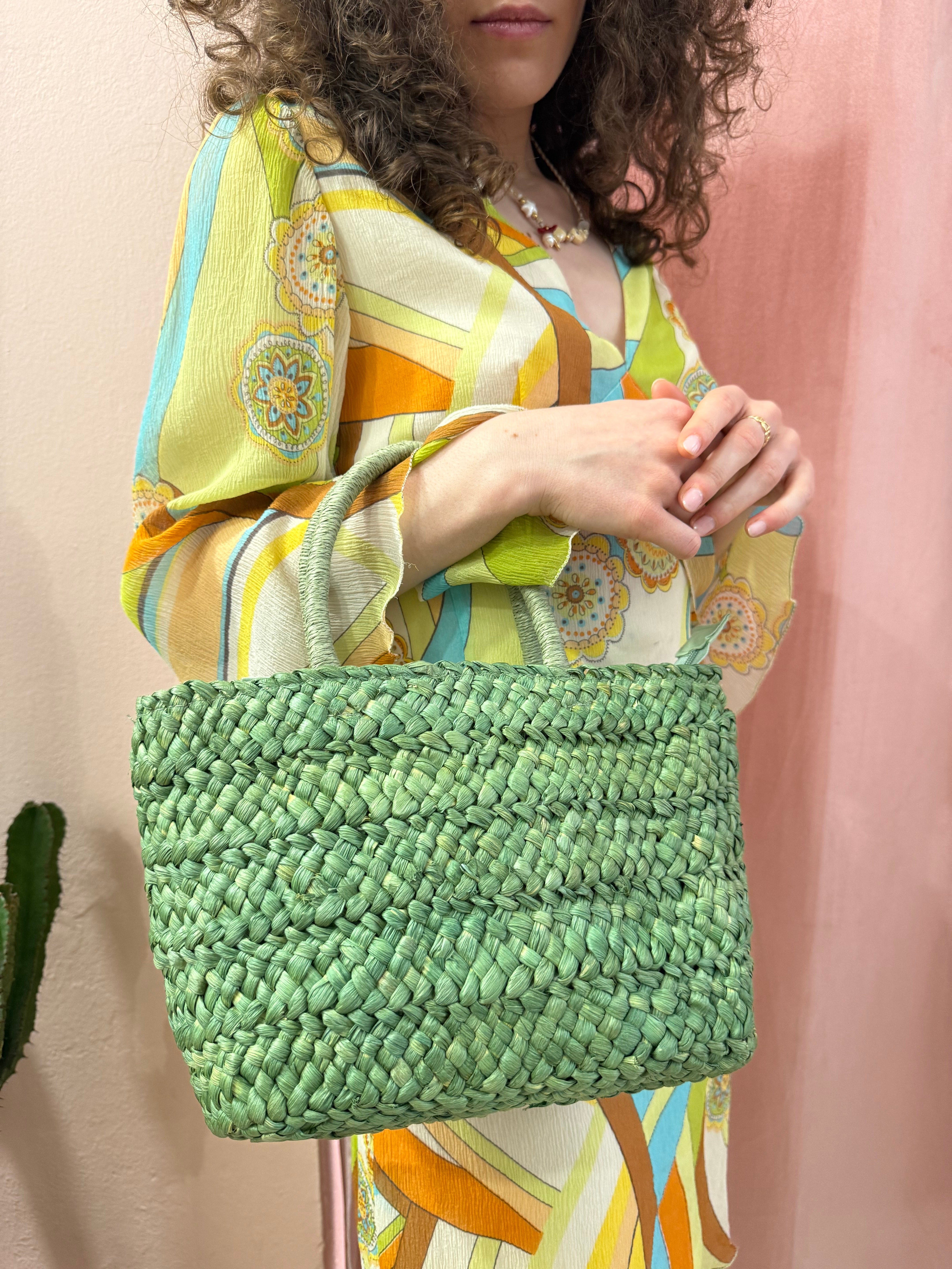 Borsa in paglia verde