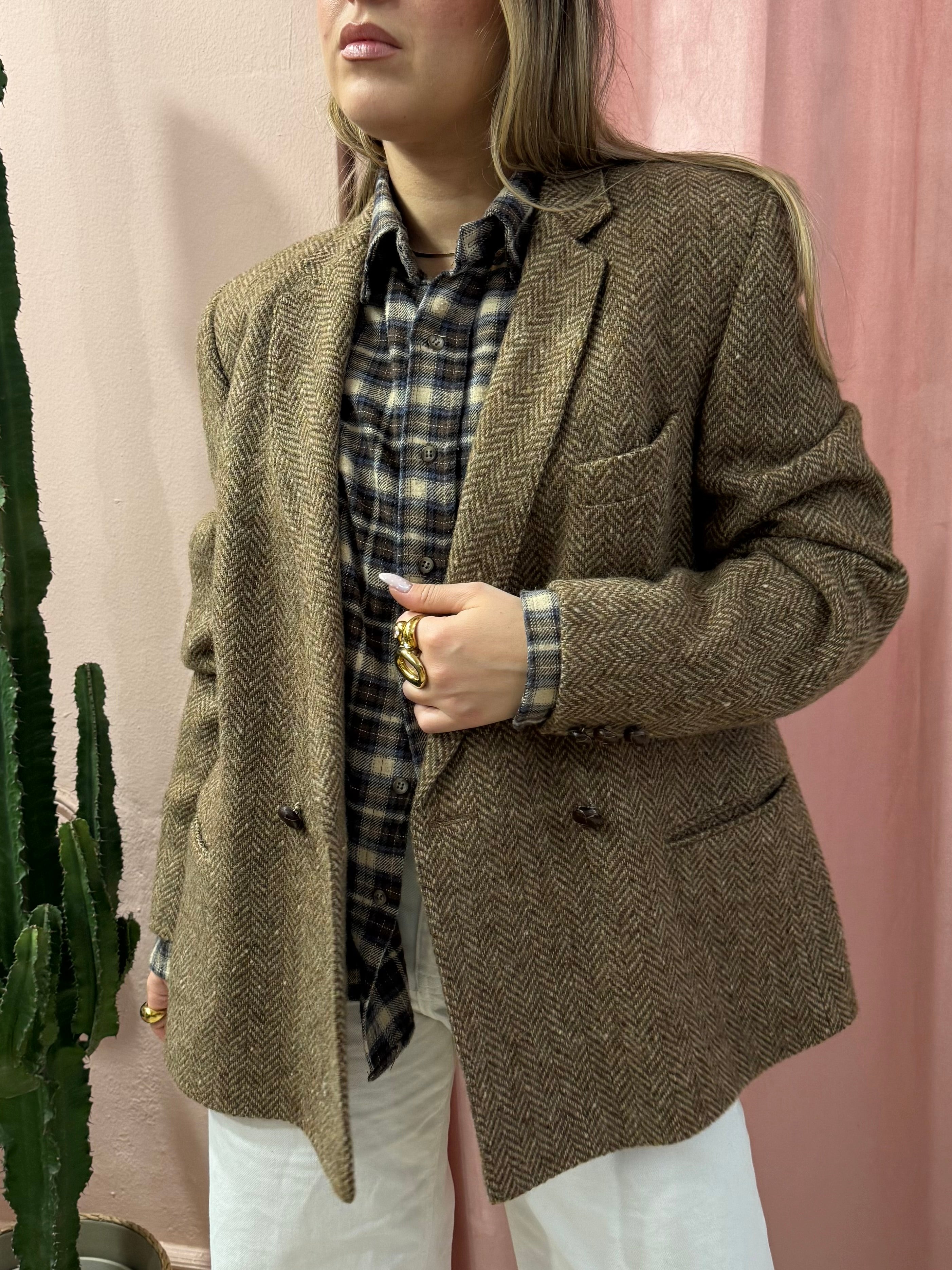 Blazer mélange doppiopetto in lana