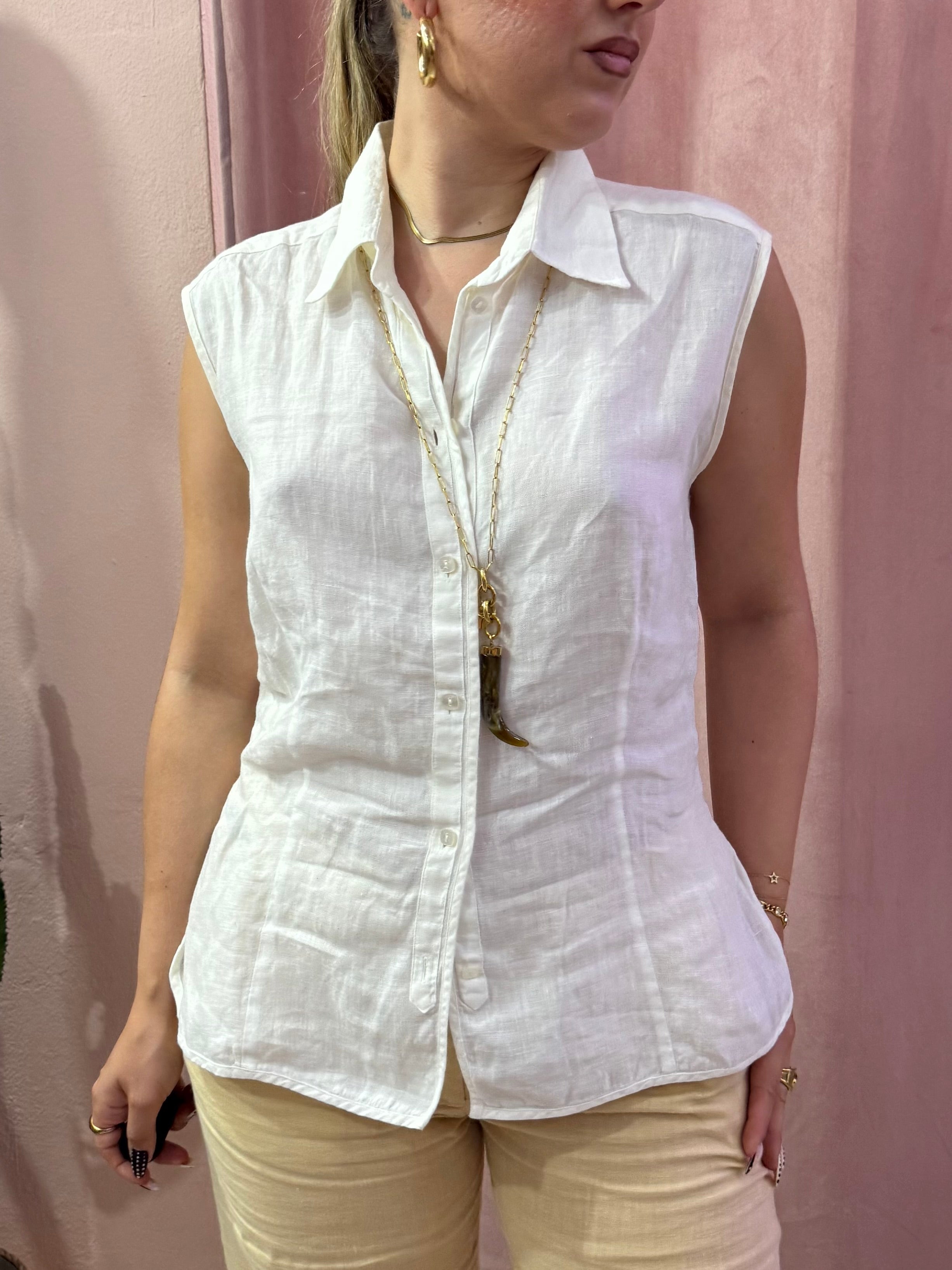 Blusa smanicata Max Mara in puro lino