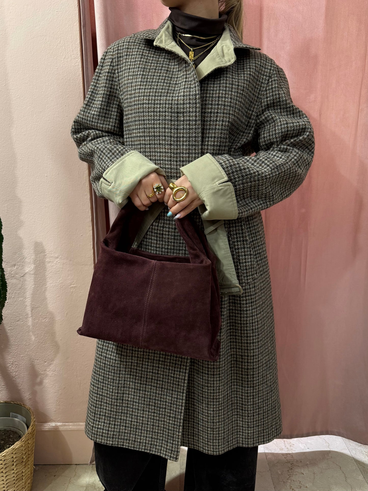 Trench in lana e cotone double face