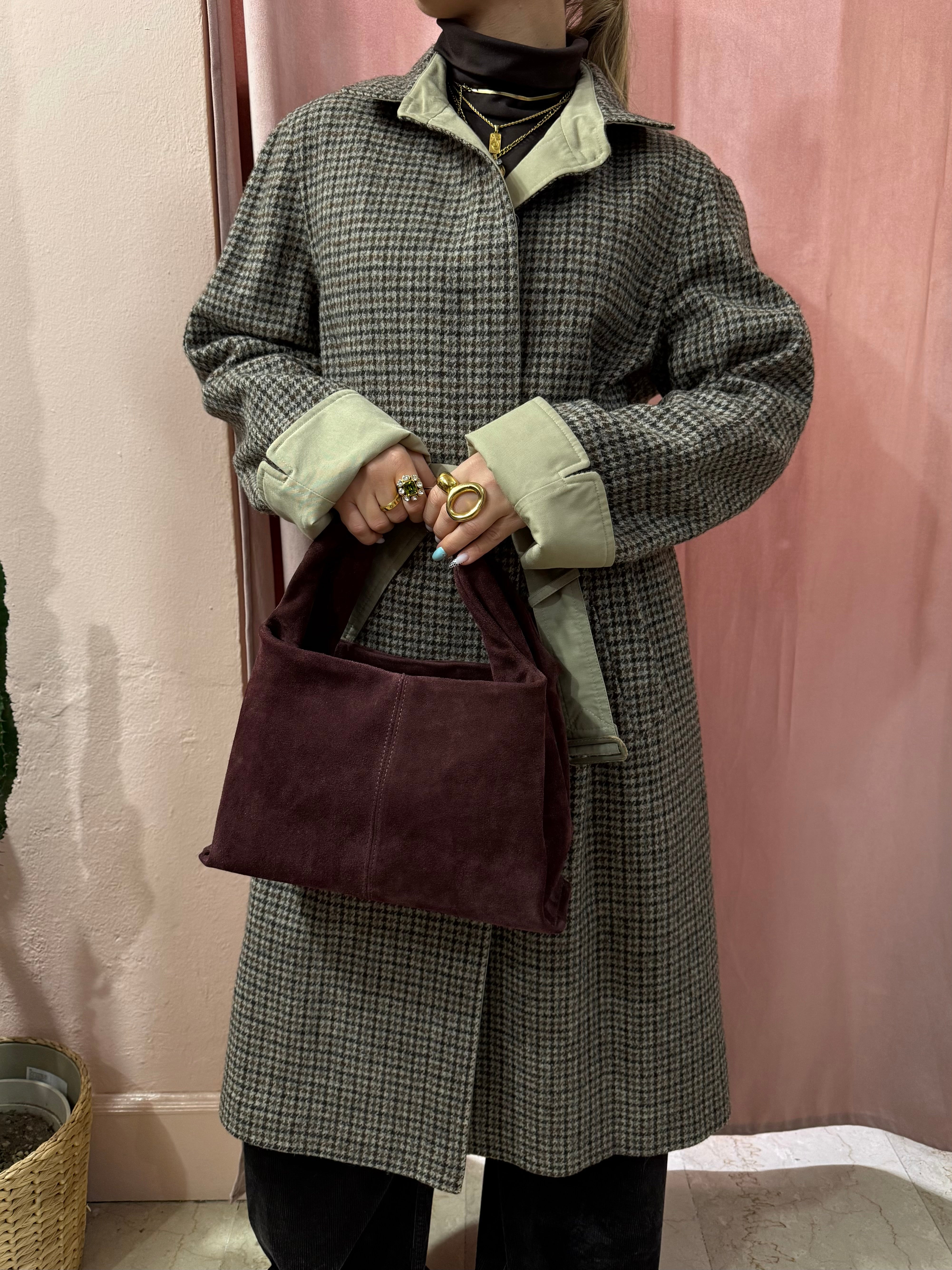 Trench in lana e cotone double face