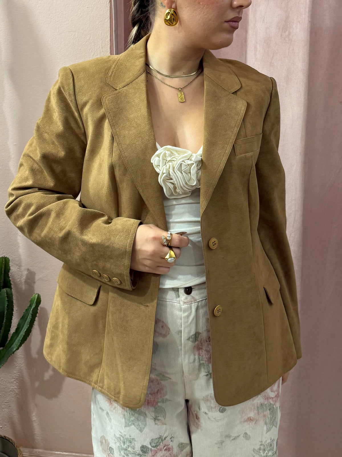 Blazer effetto scamosciato