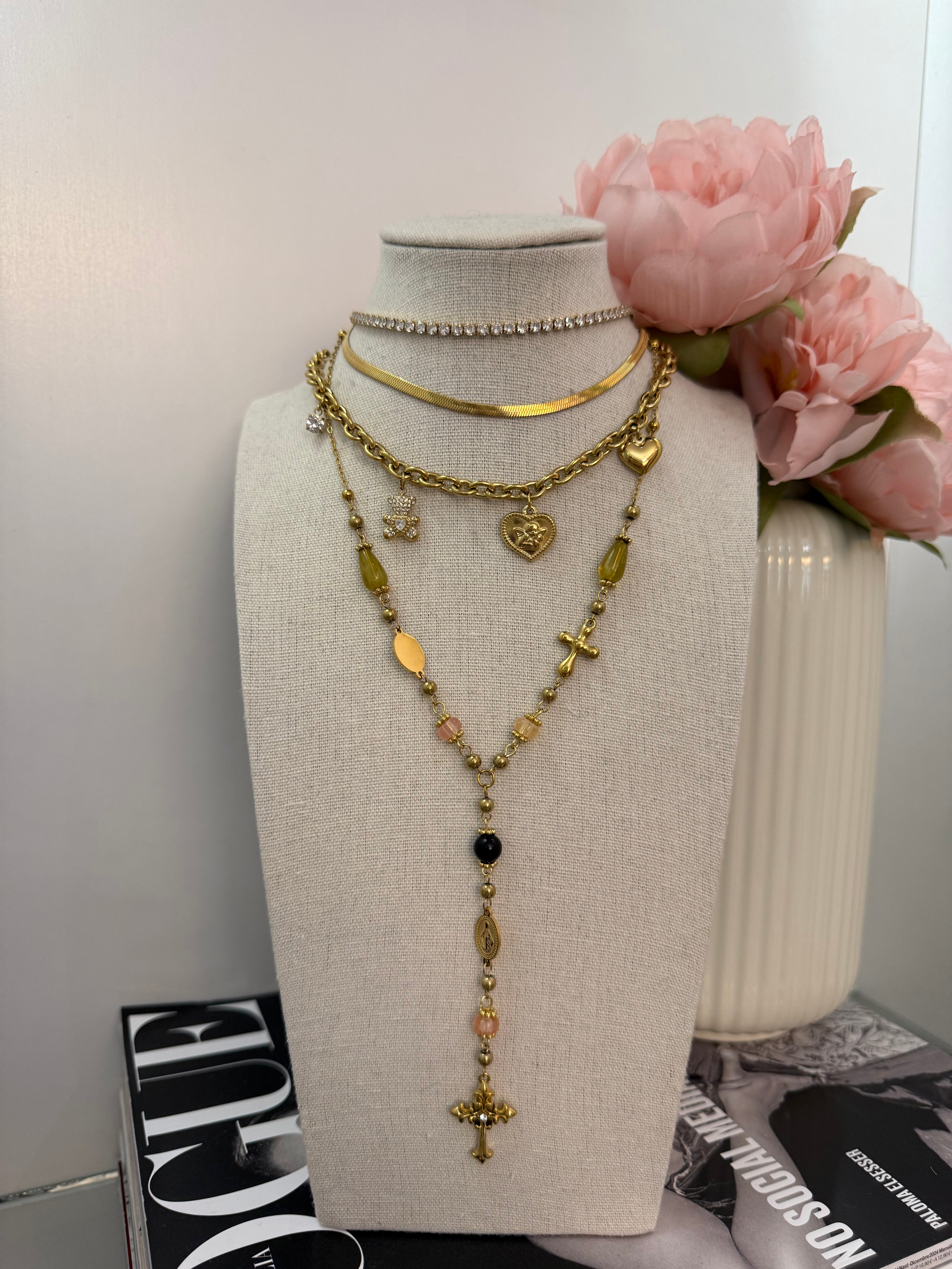 Collana rosario effetto vintage