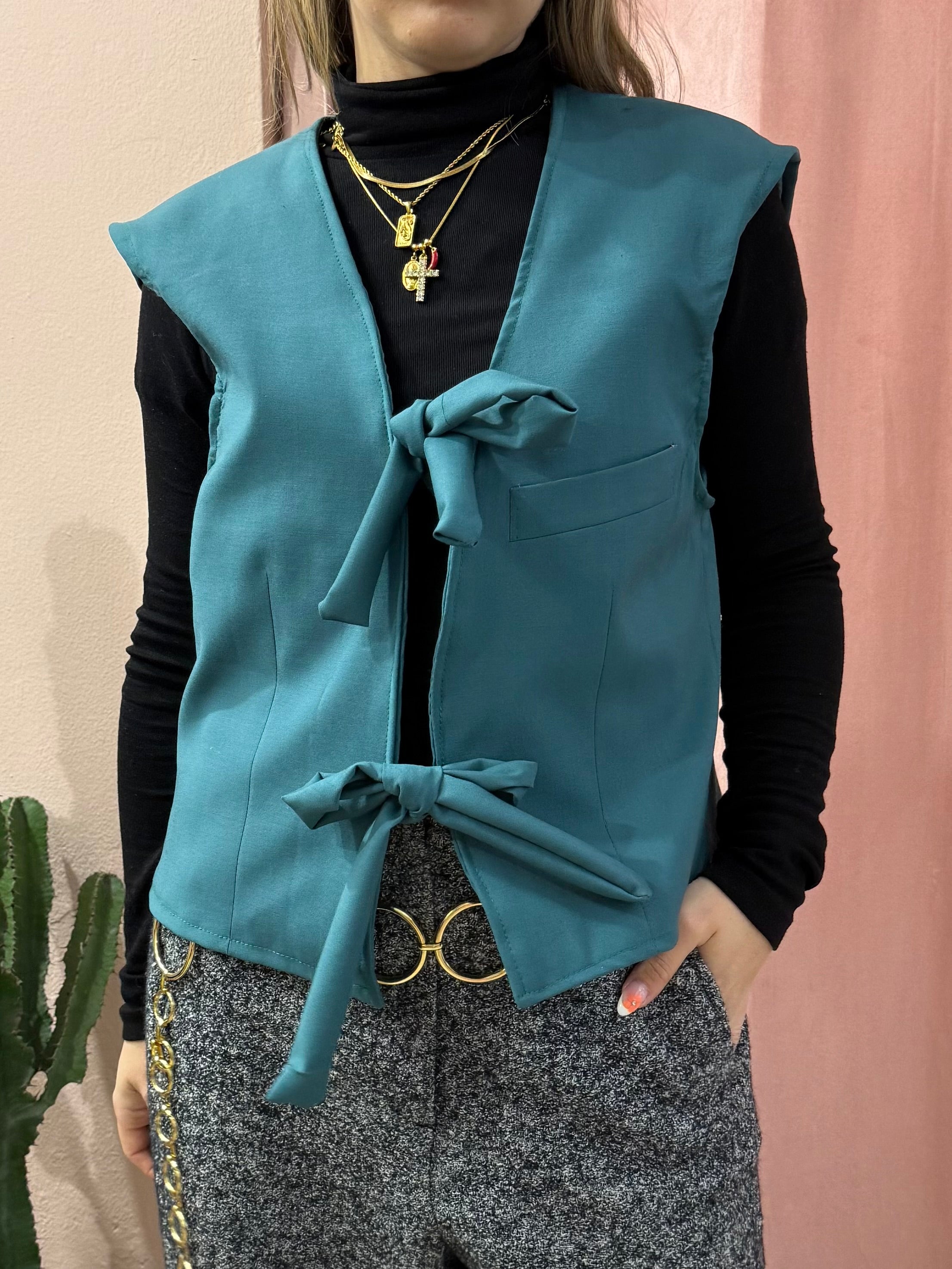 Gilet upcycling fiocchi verde bottiglia