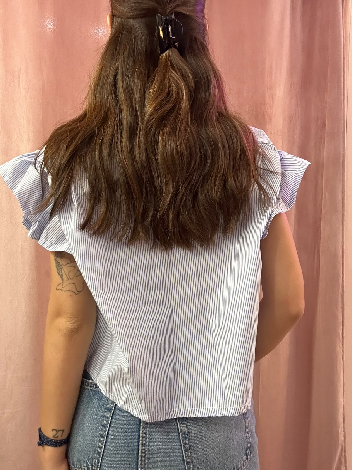 Camicia lacoste upcycling volant a righe