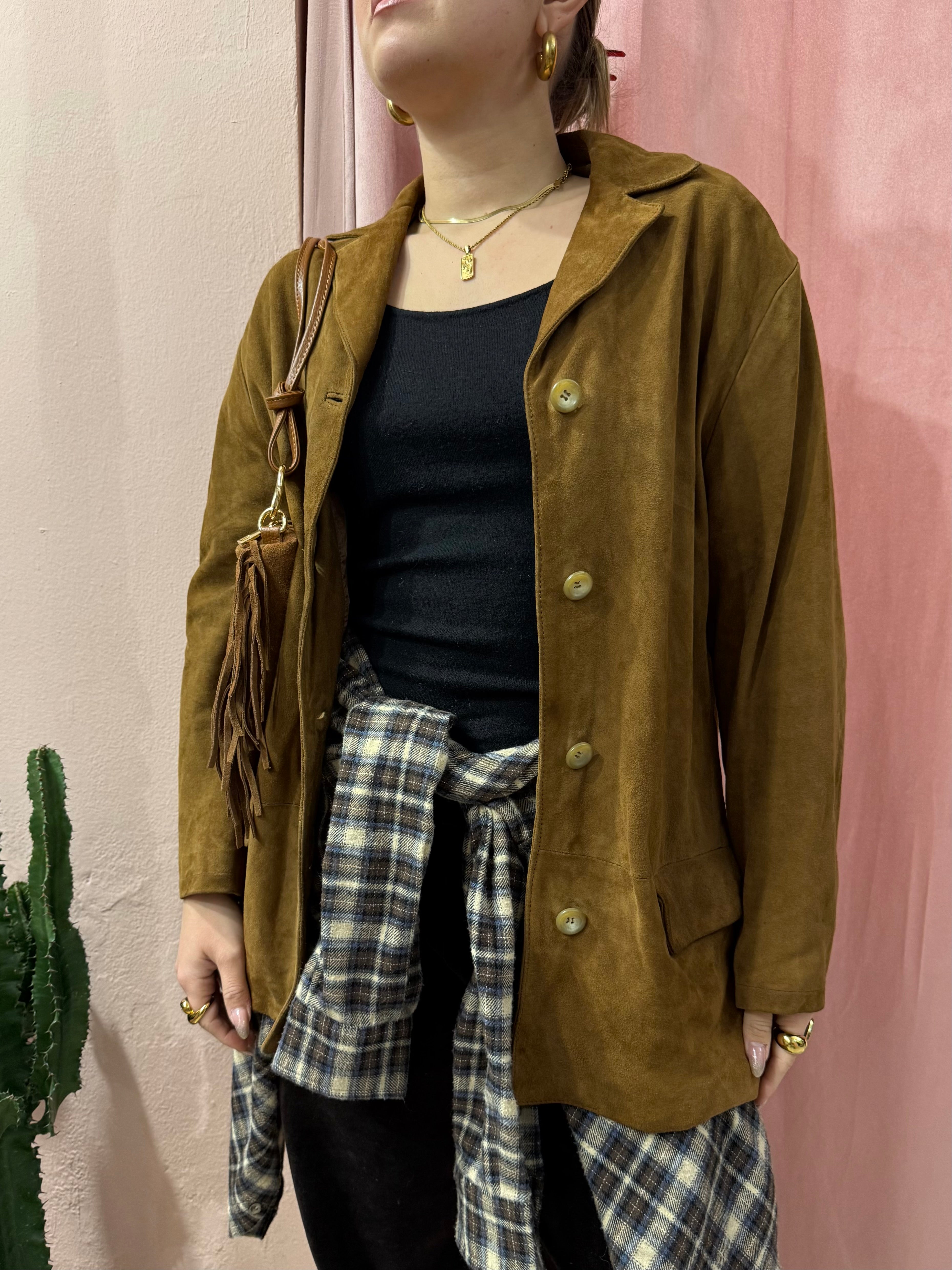 Giacca scamosciata in pelle