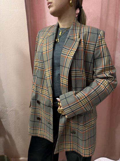 Blazer principe di Galles grigio e arancio