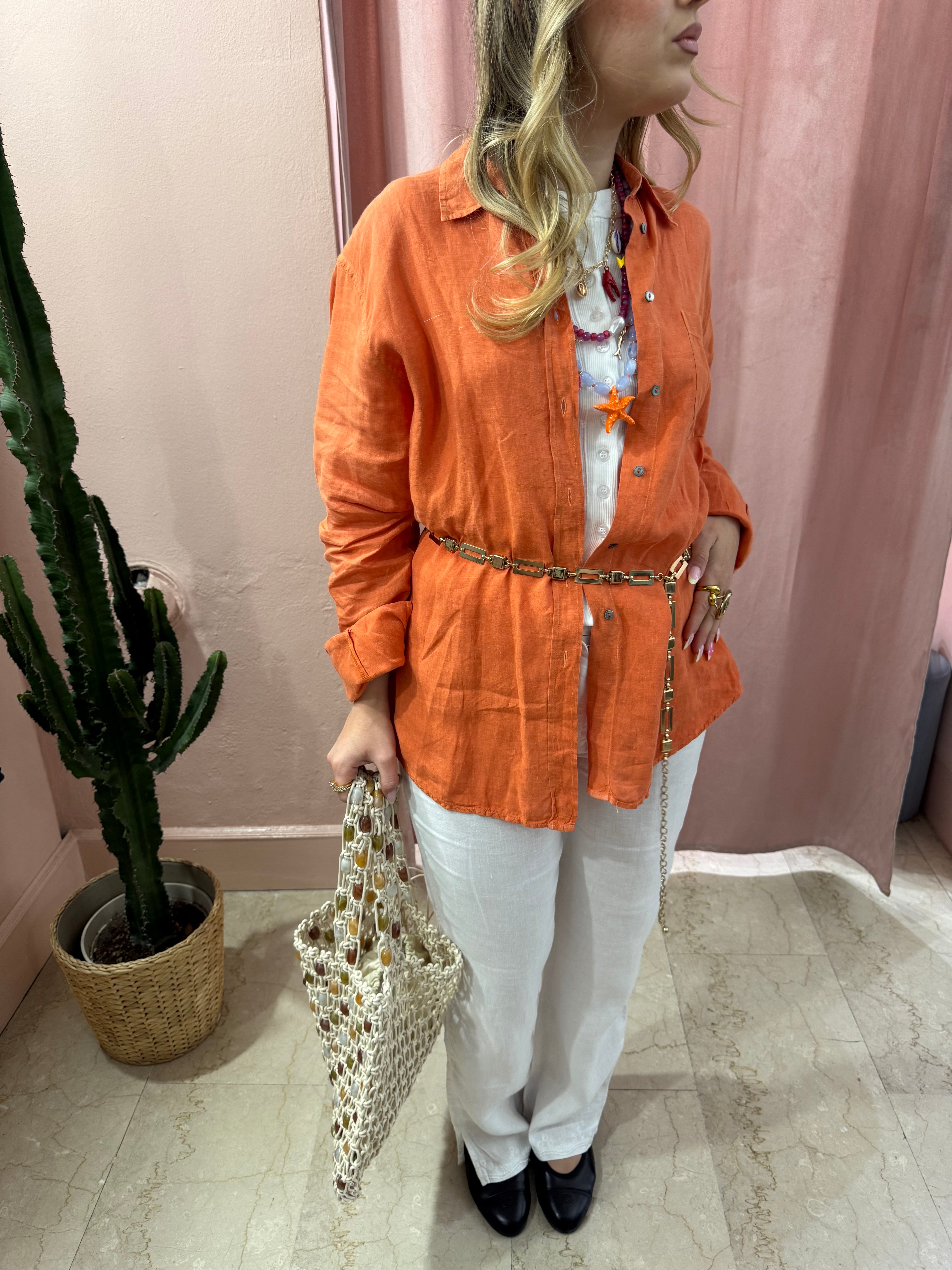 Camicia Max Mara weekend arancio in lino