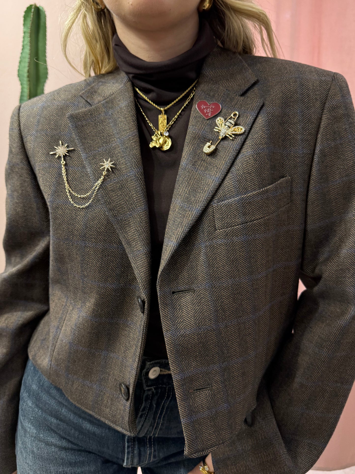 Blazer principe di Galles marrone