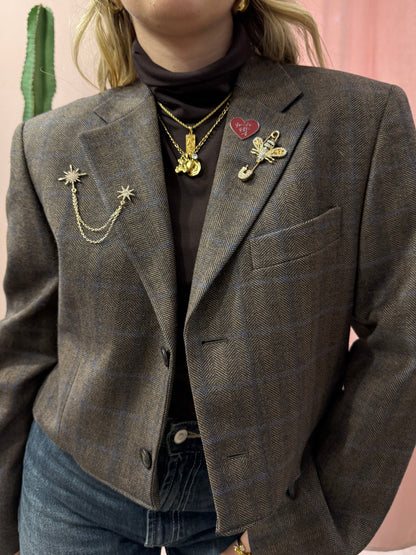 Blazer principe di Galles marrone