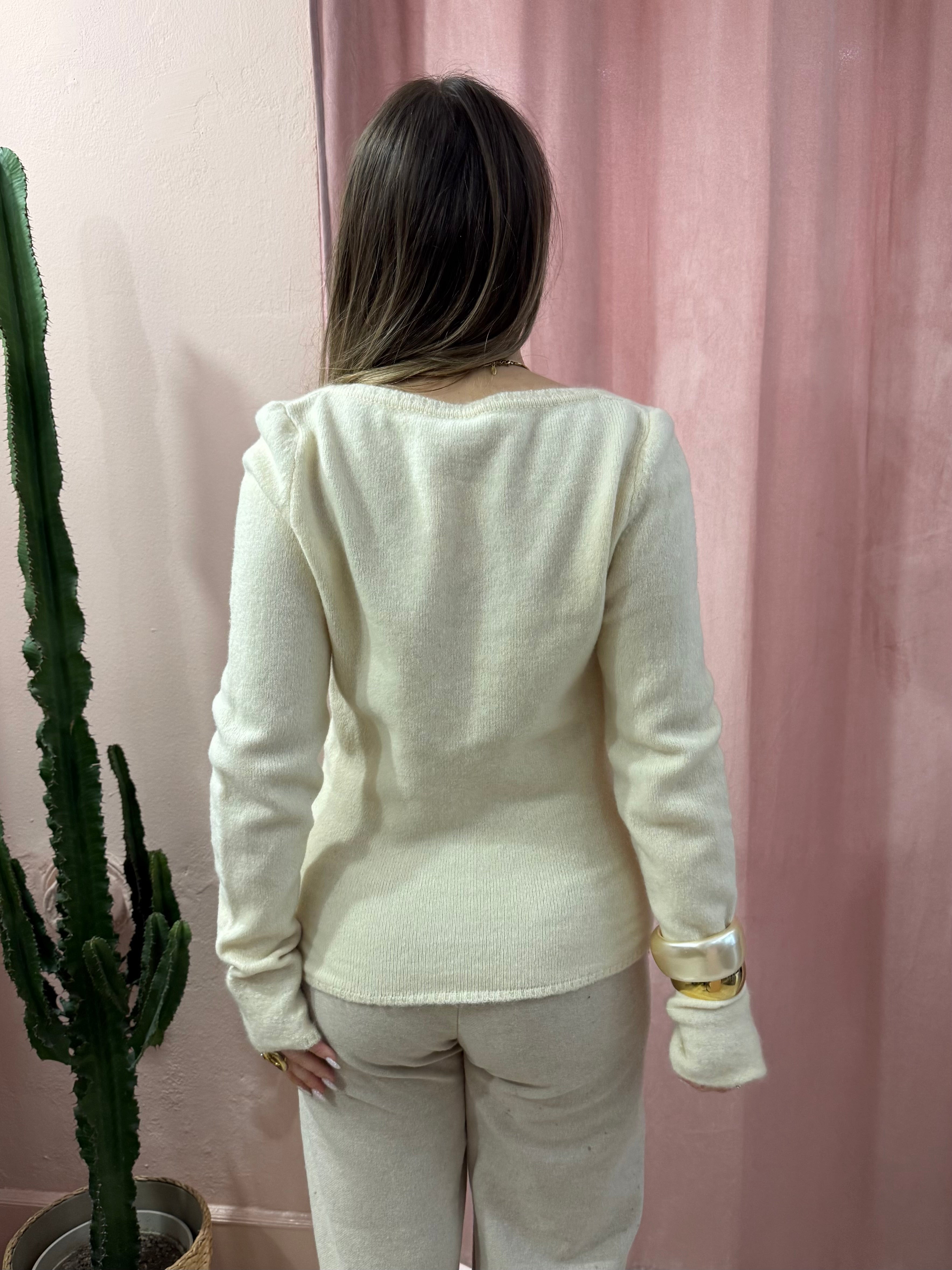 Maglione cardigan panna