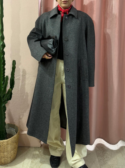 Maxi cappotto grigio in lana