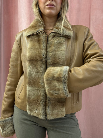 Giacca in pelle con pelo vero