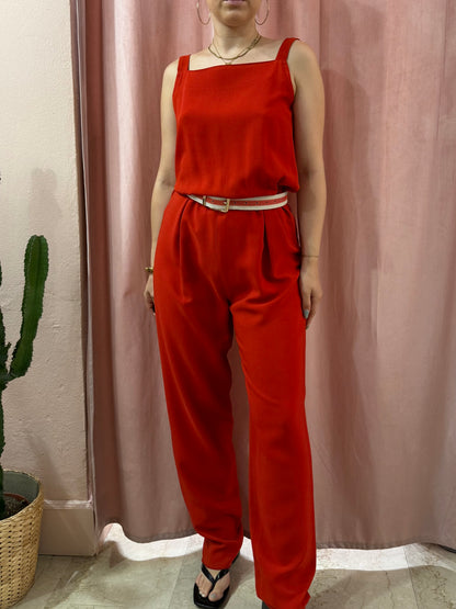 Maxi tuta rossa vintage con cinturino